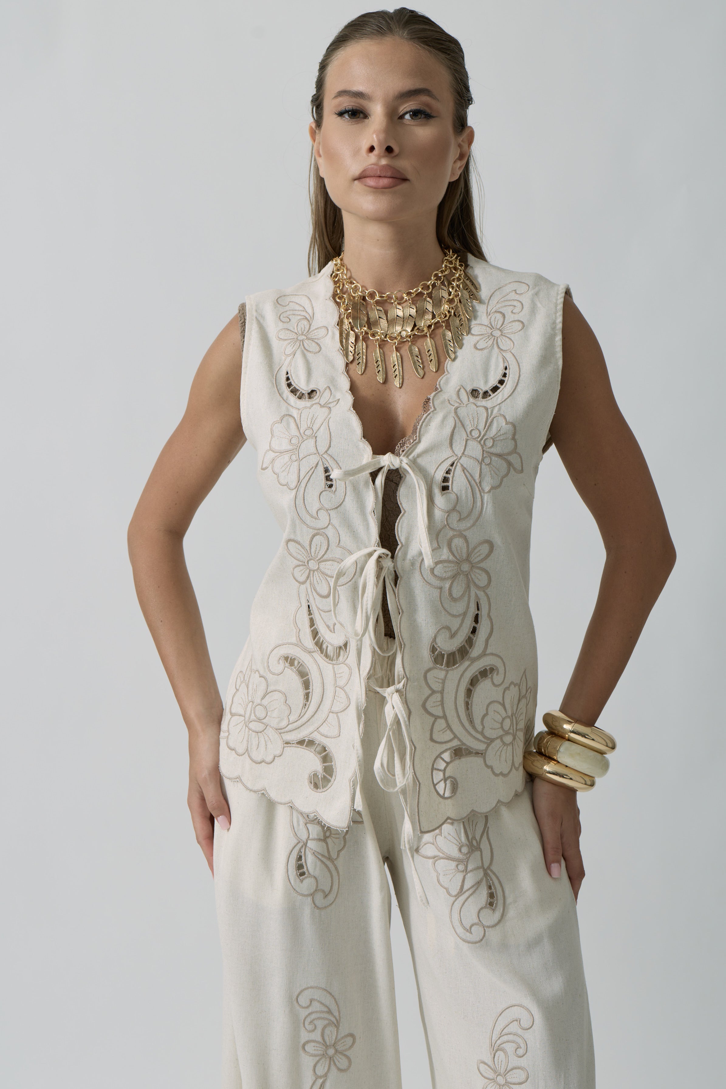 Gilet Flor avorio|Colore:Avorio