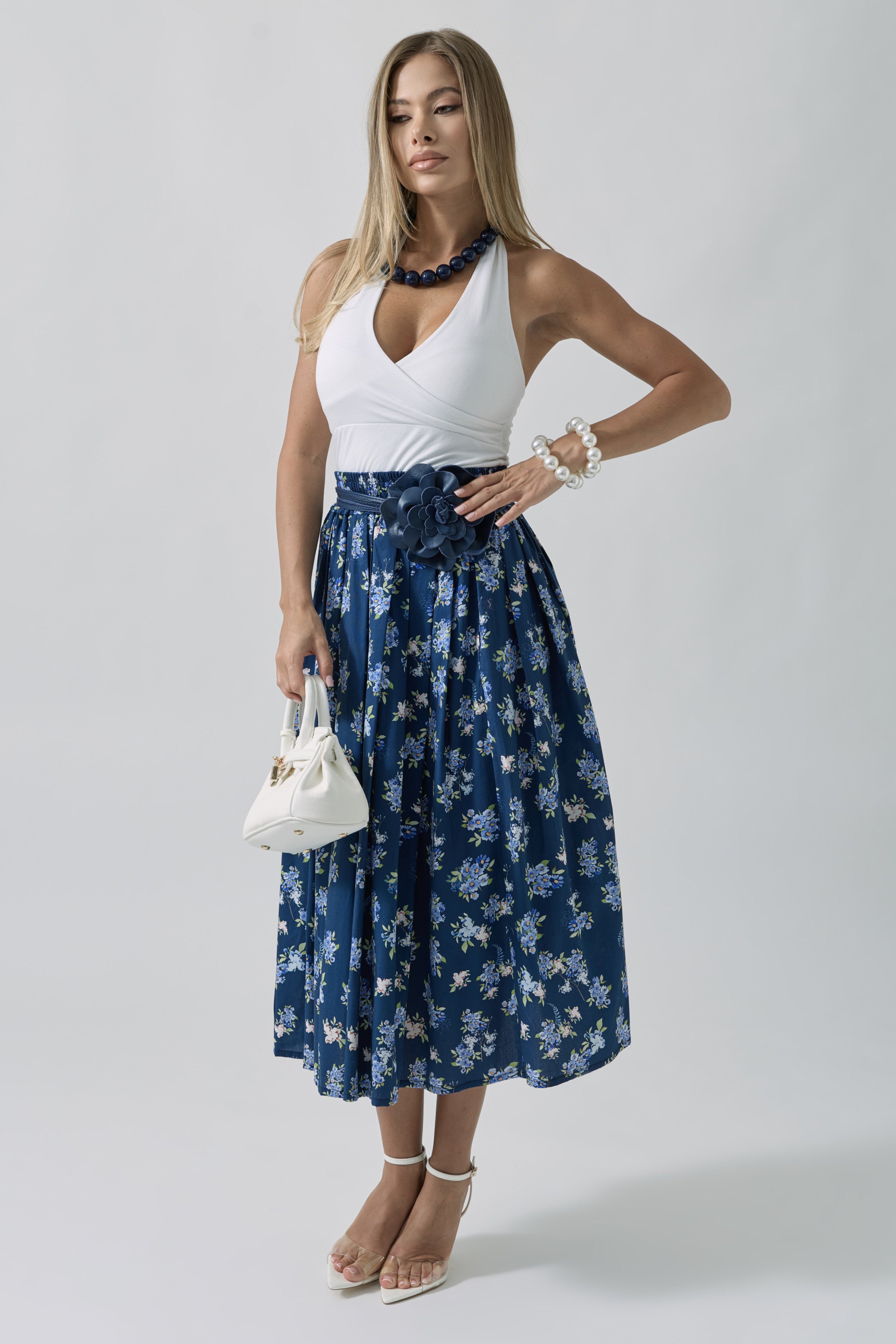Gonna Fleurs blu|Colore:Blu