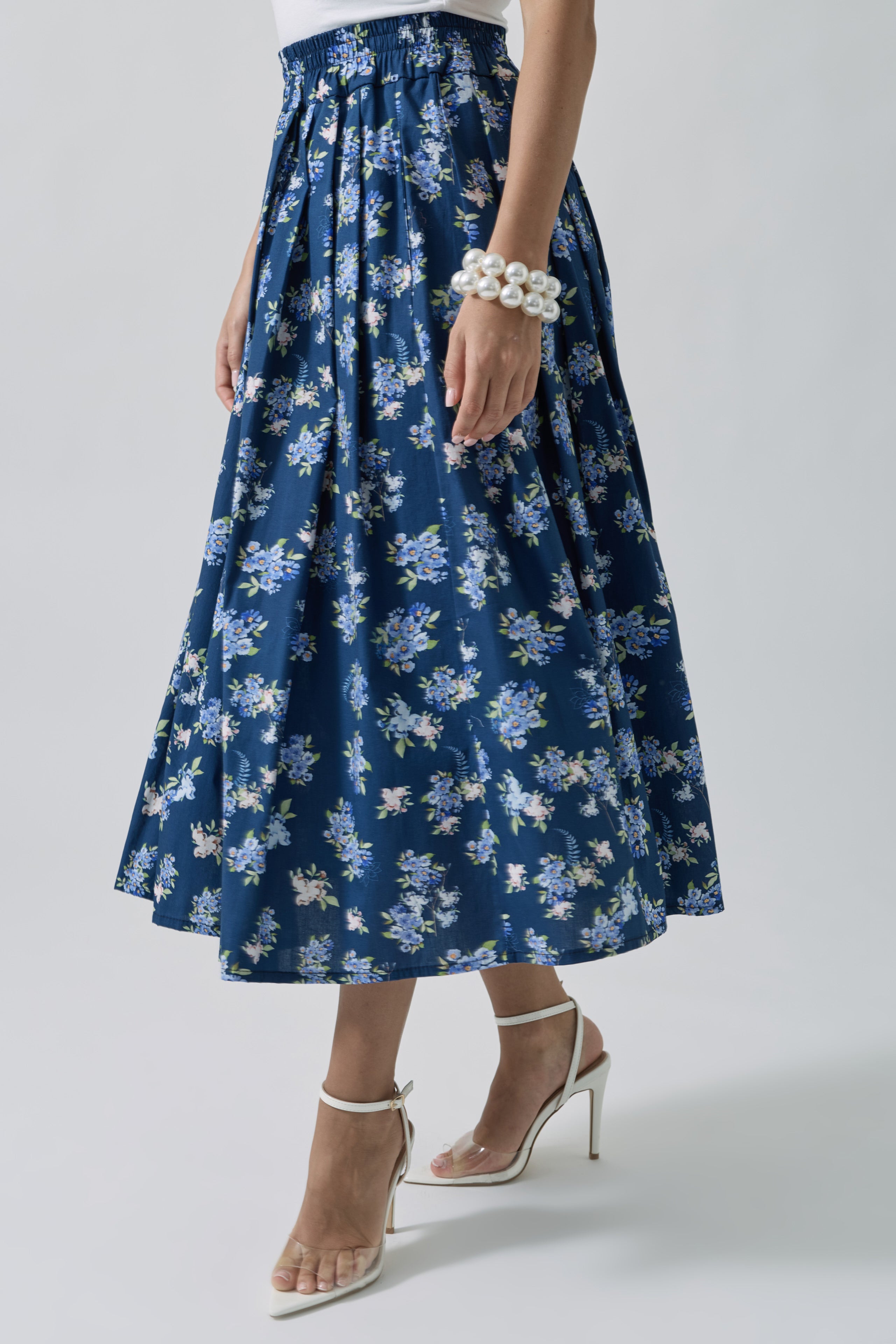 Gonna Fleurs blu|Colore:Blu