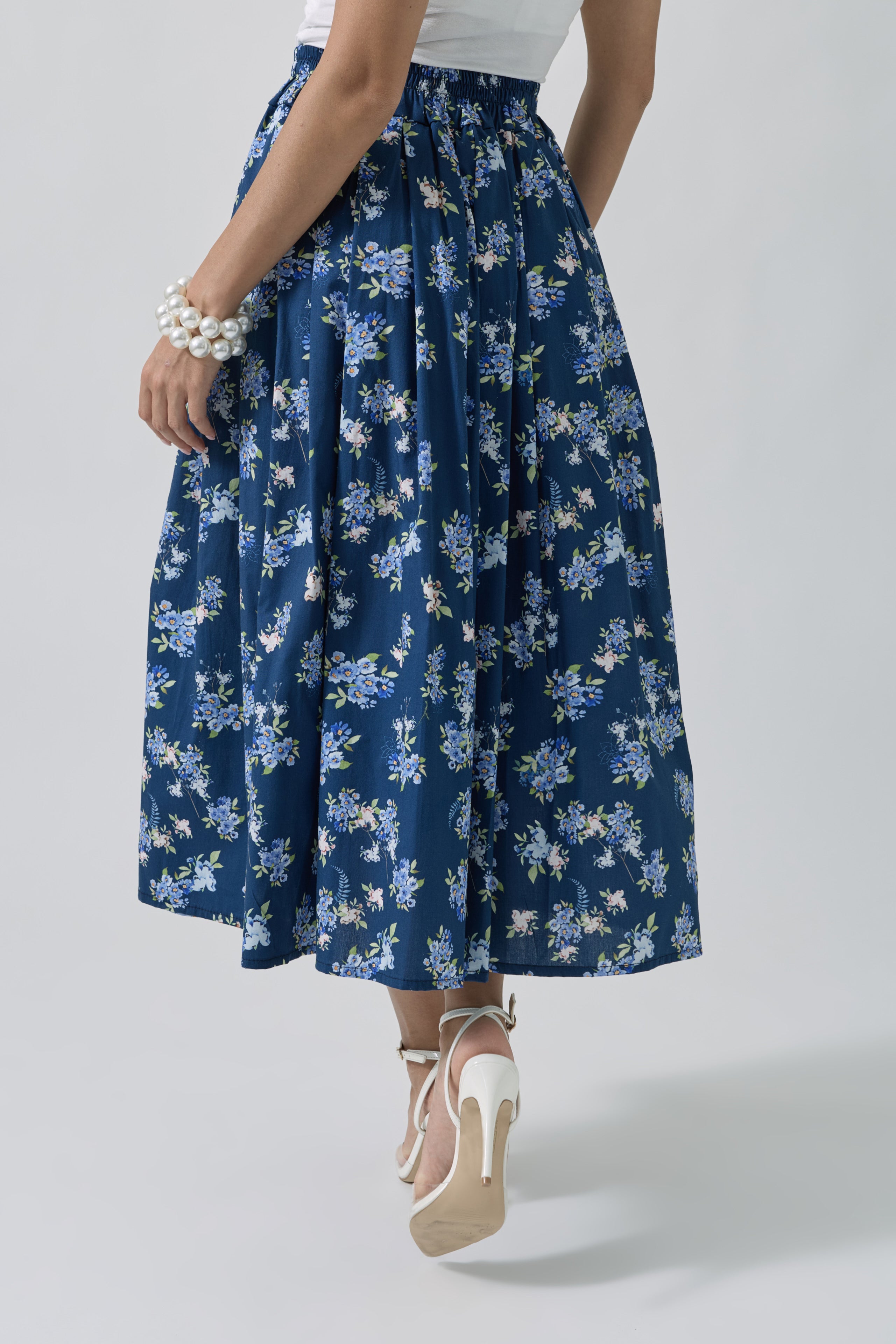 Gonna Fleurs blu|Colore:Blu