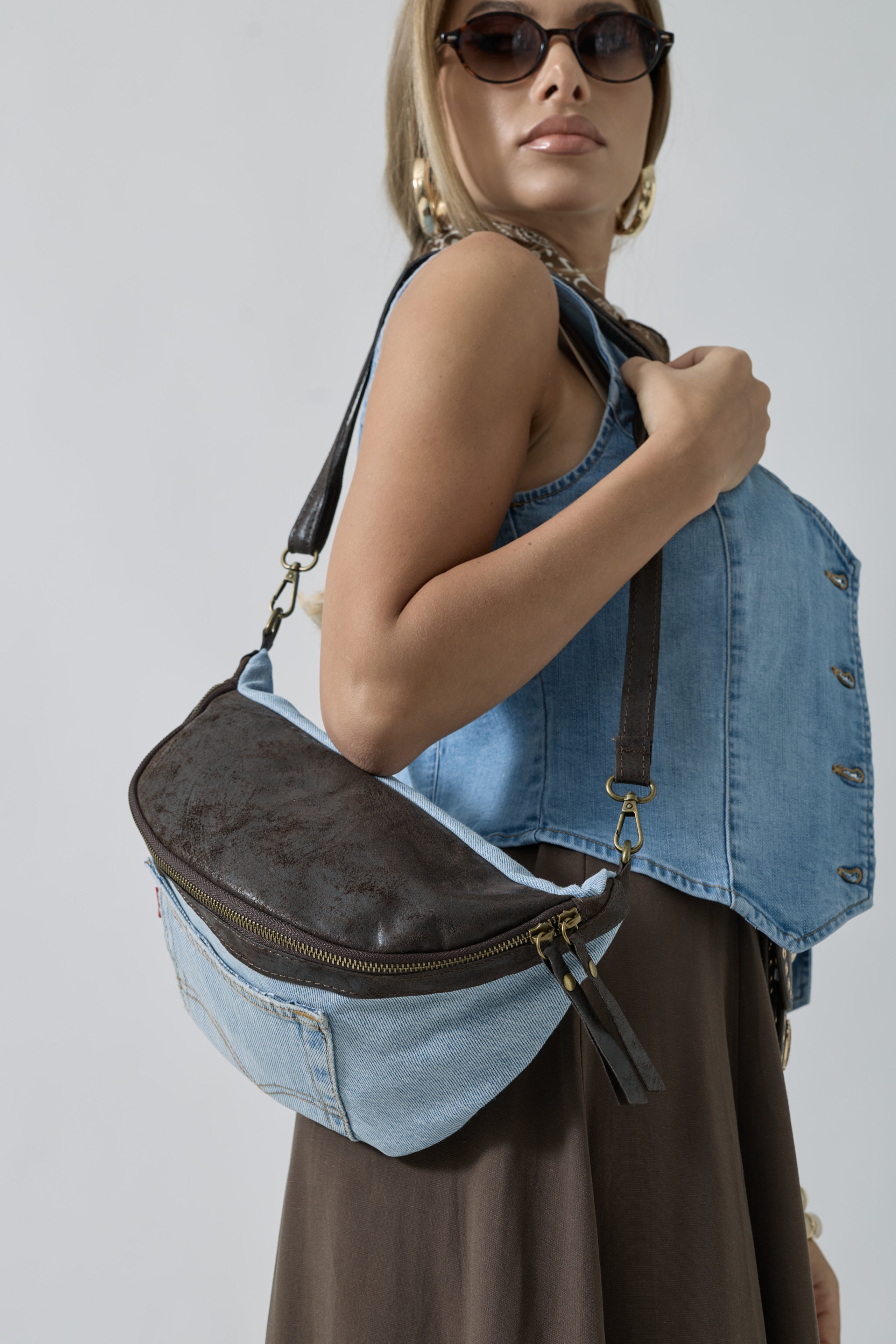 Marsupio Denim Denim chiaro|Colore:Denim chiaro