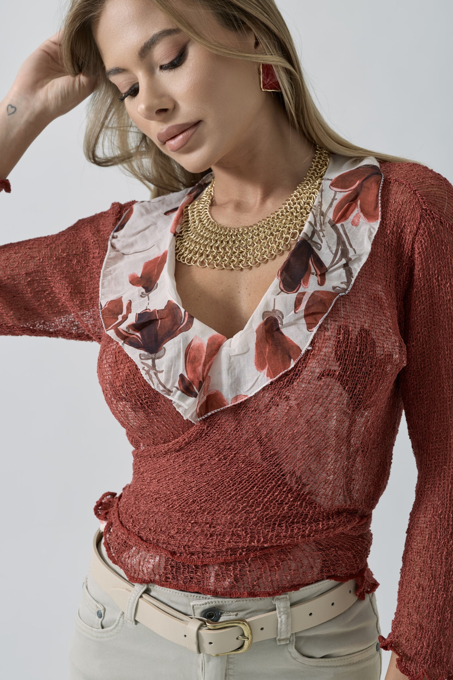 Cardigan Cloudy Rosso india|Colore:Rosso india