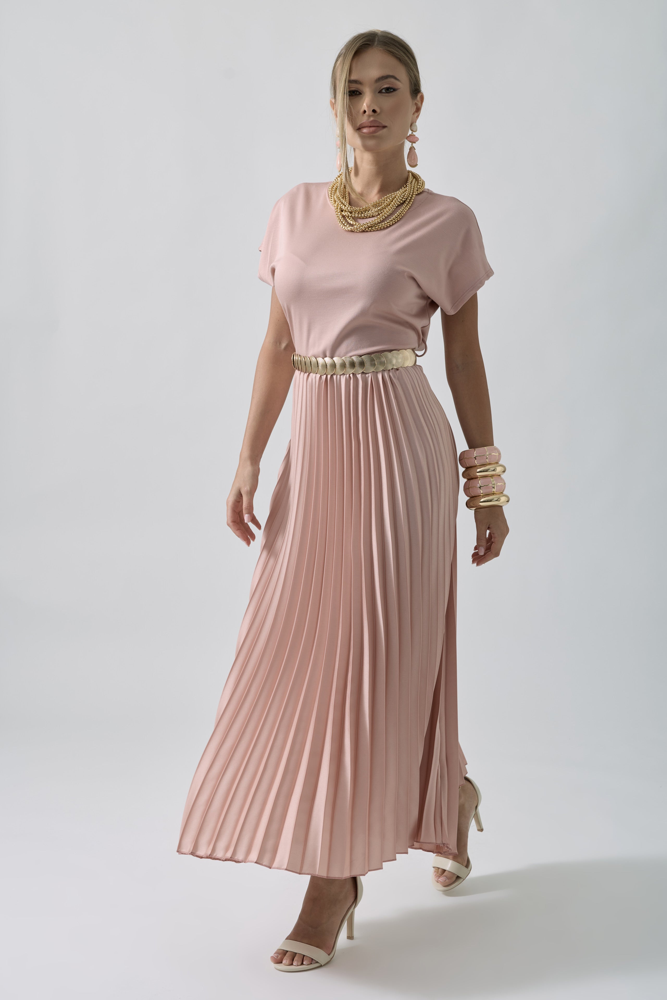 Abito Combinato Plissé rosa|Colore:Rosa