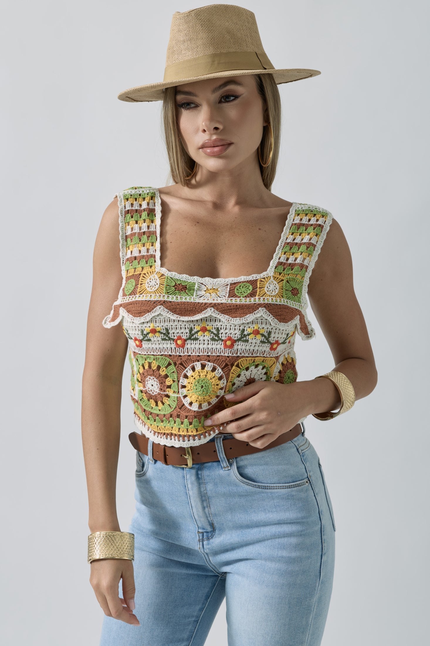 Top Macramé Creta verde|Colore:Verde
