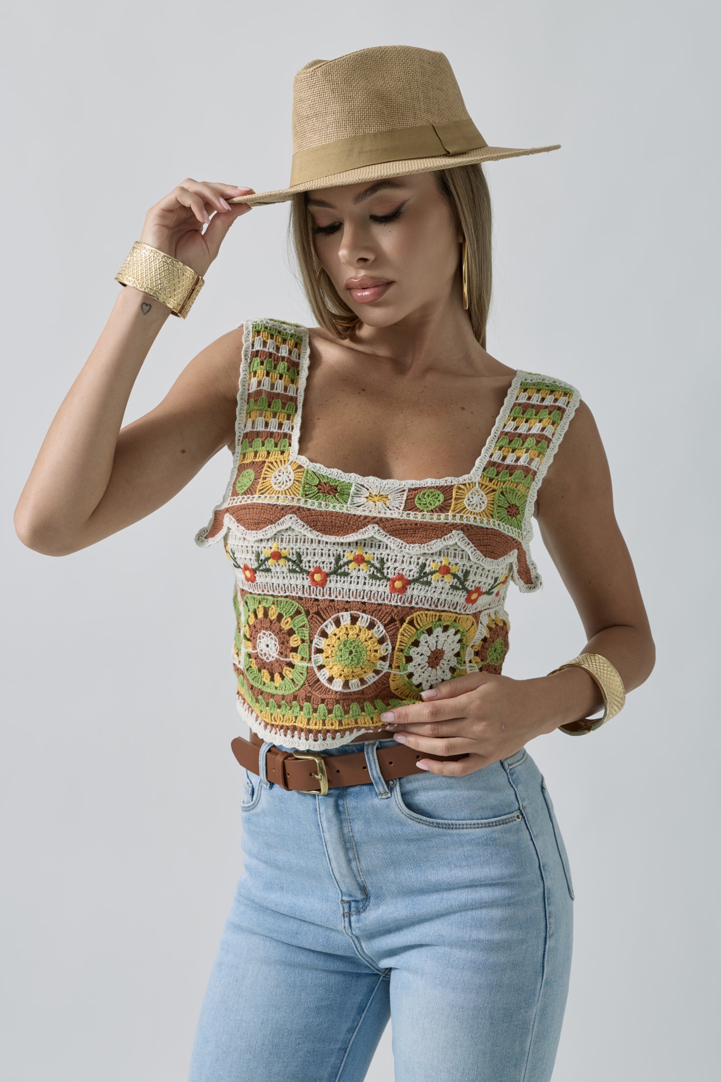 Top Macramé Creta verde|Colore:Verde