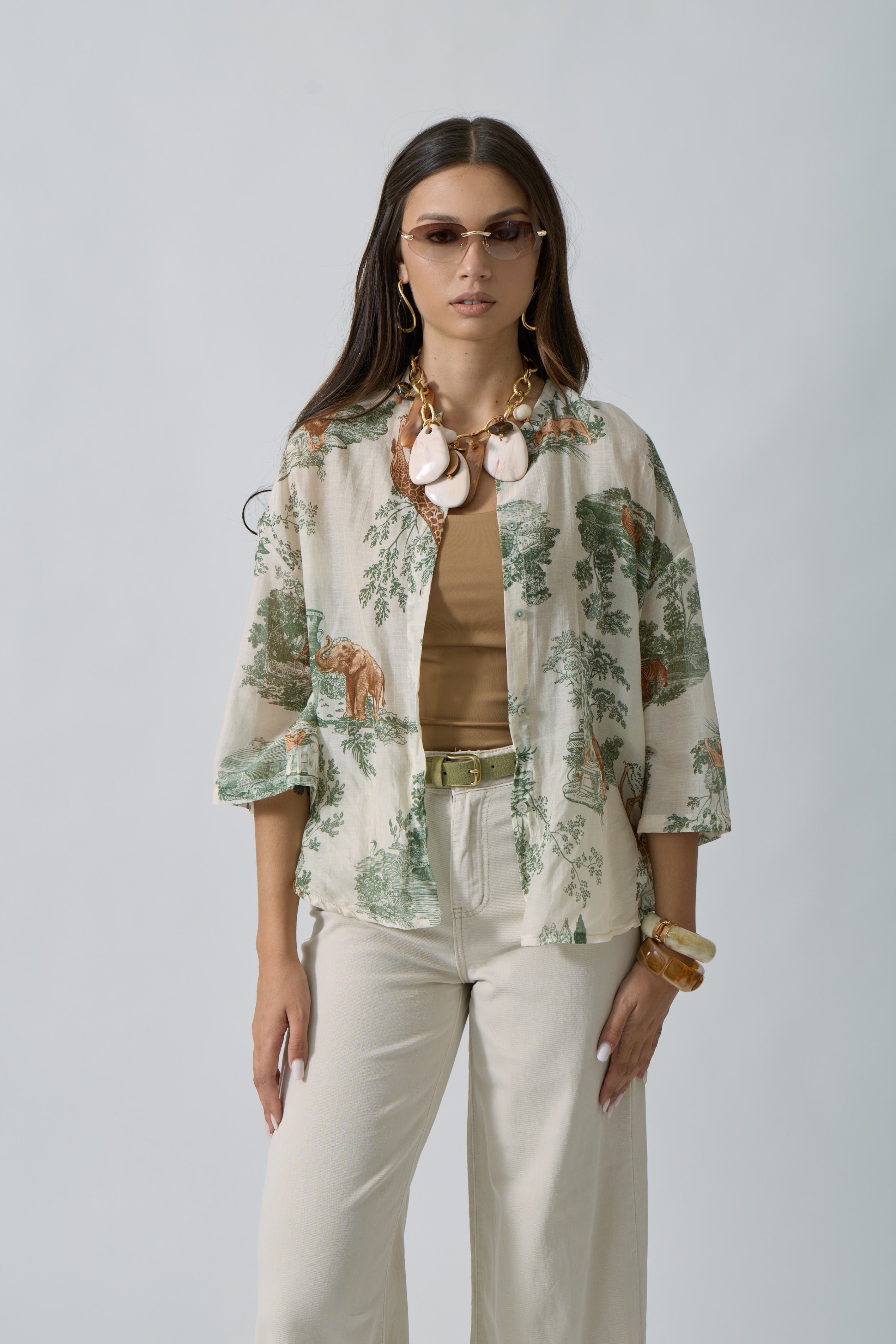 Camicia Safari verde salvia|Colore:Verde salvia