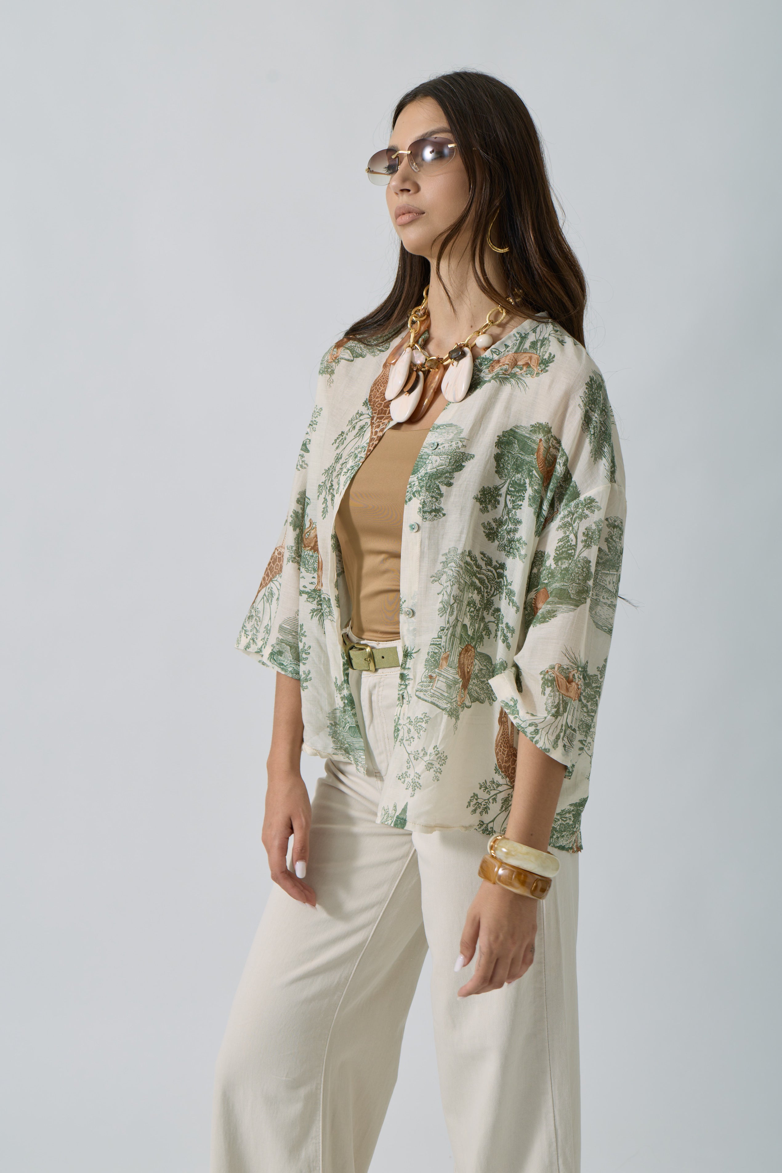 Camicia Safari verde salvia|Colore:Verde salvia