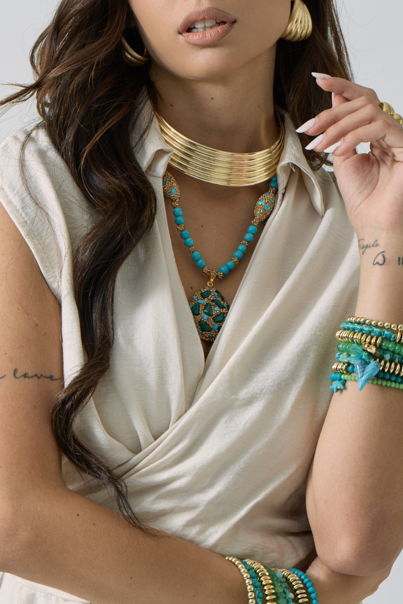 Collana Con Medaglia azzurro|Colore:Azzurro