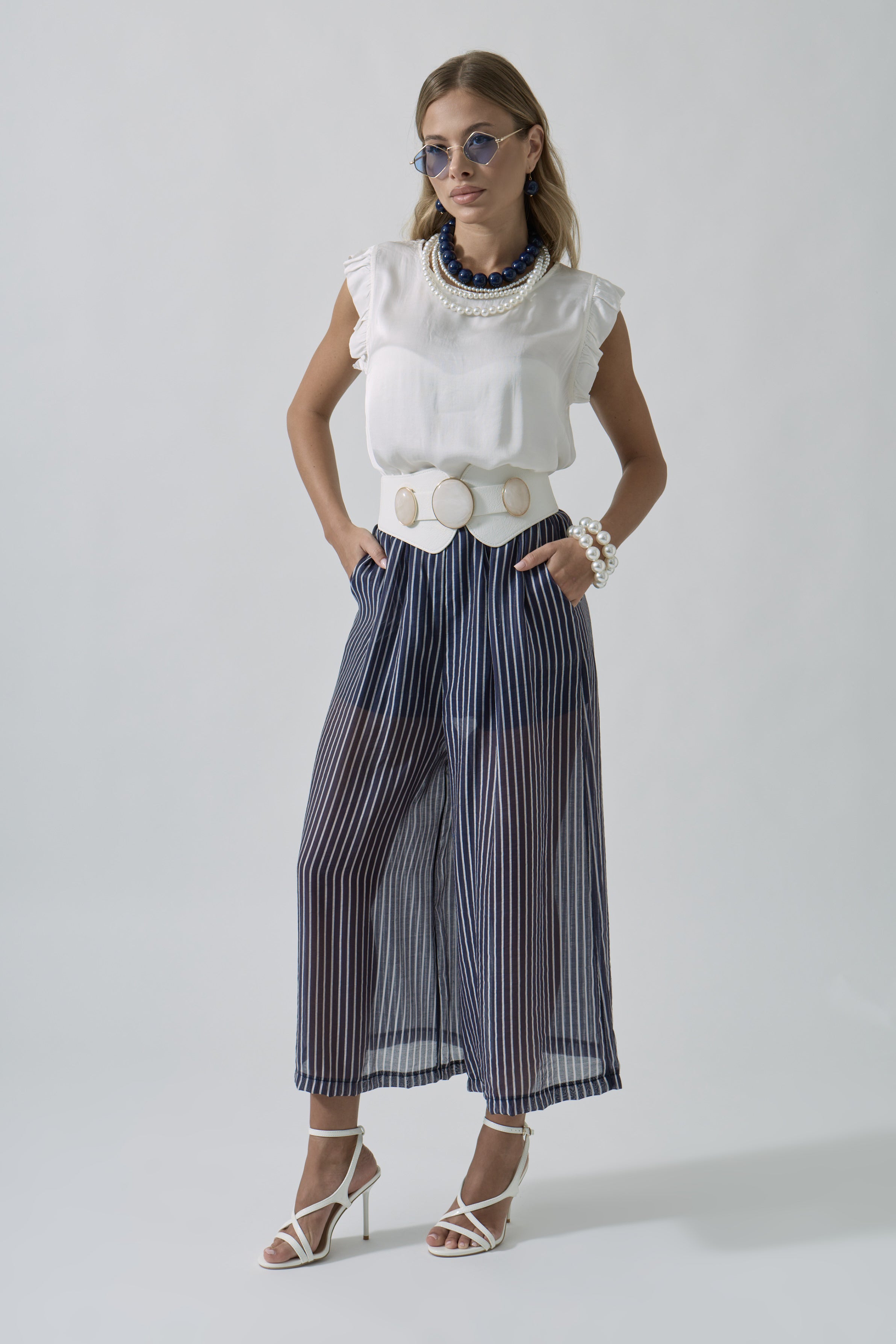 Pantalone Righe blu|Colore:Blu