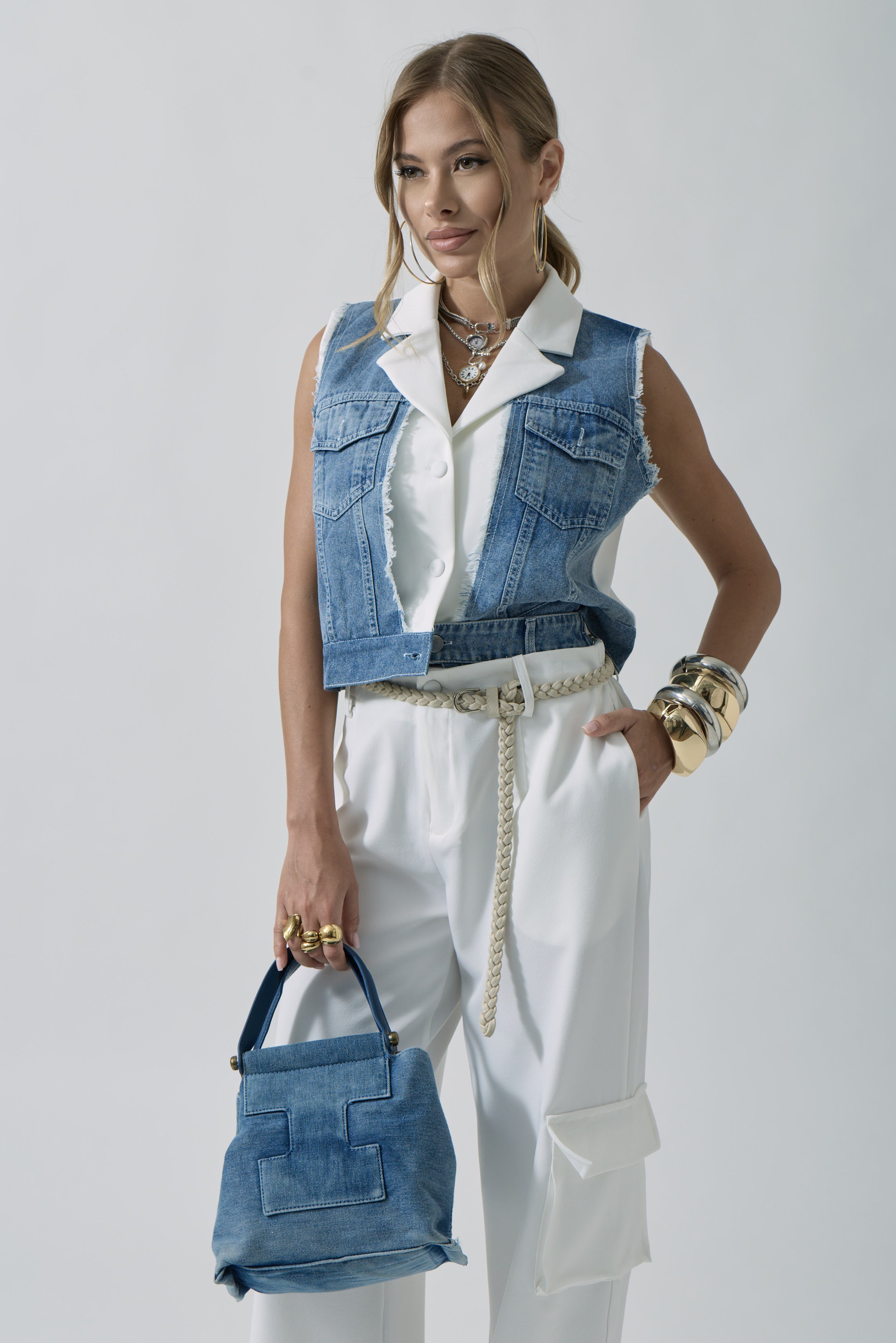 Coordinato Jeans bianco|Colore:Bianco