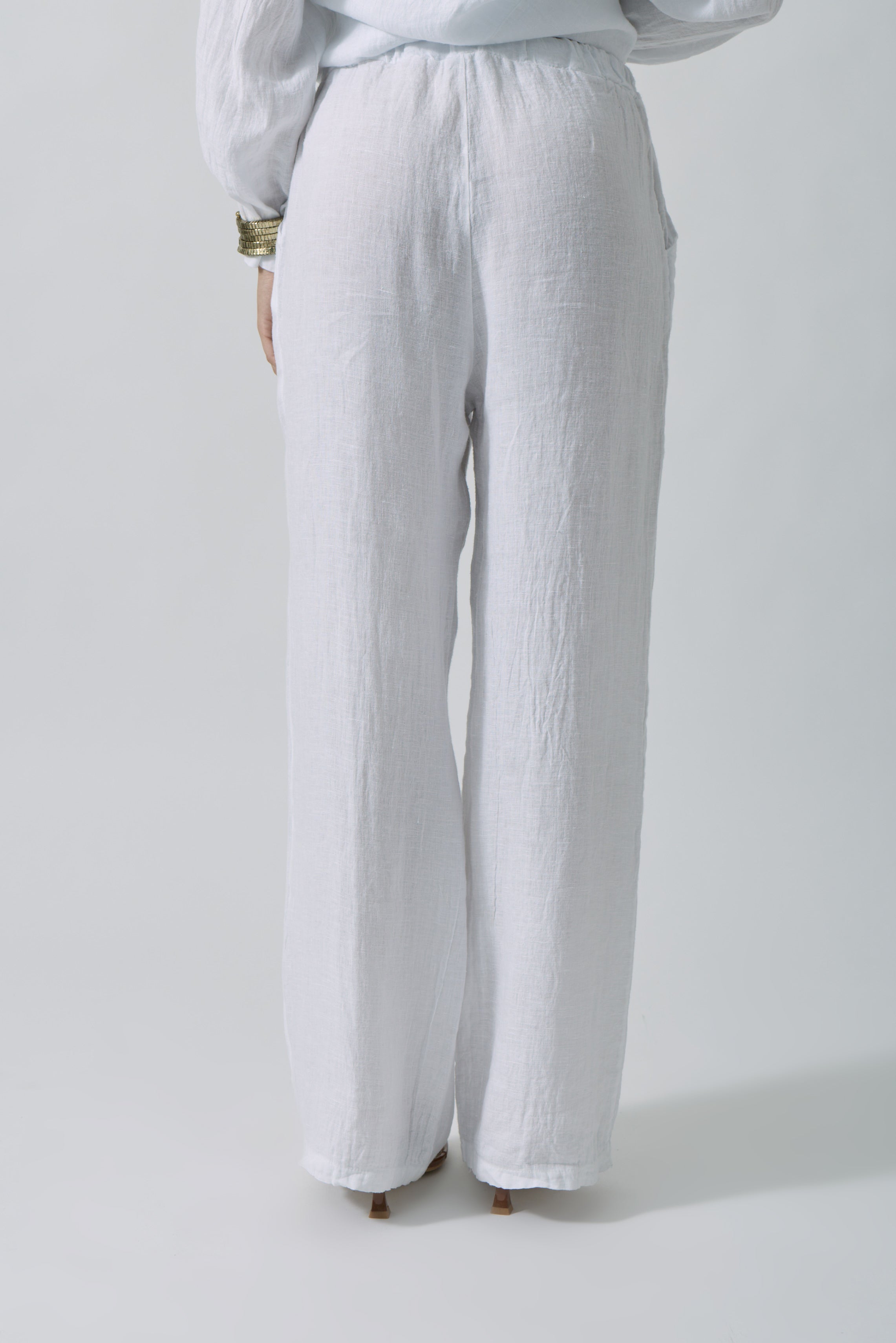 Pantalone Puro Lino bianco|Colore:Bianco