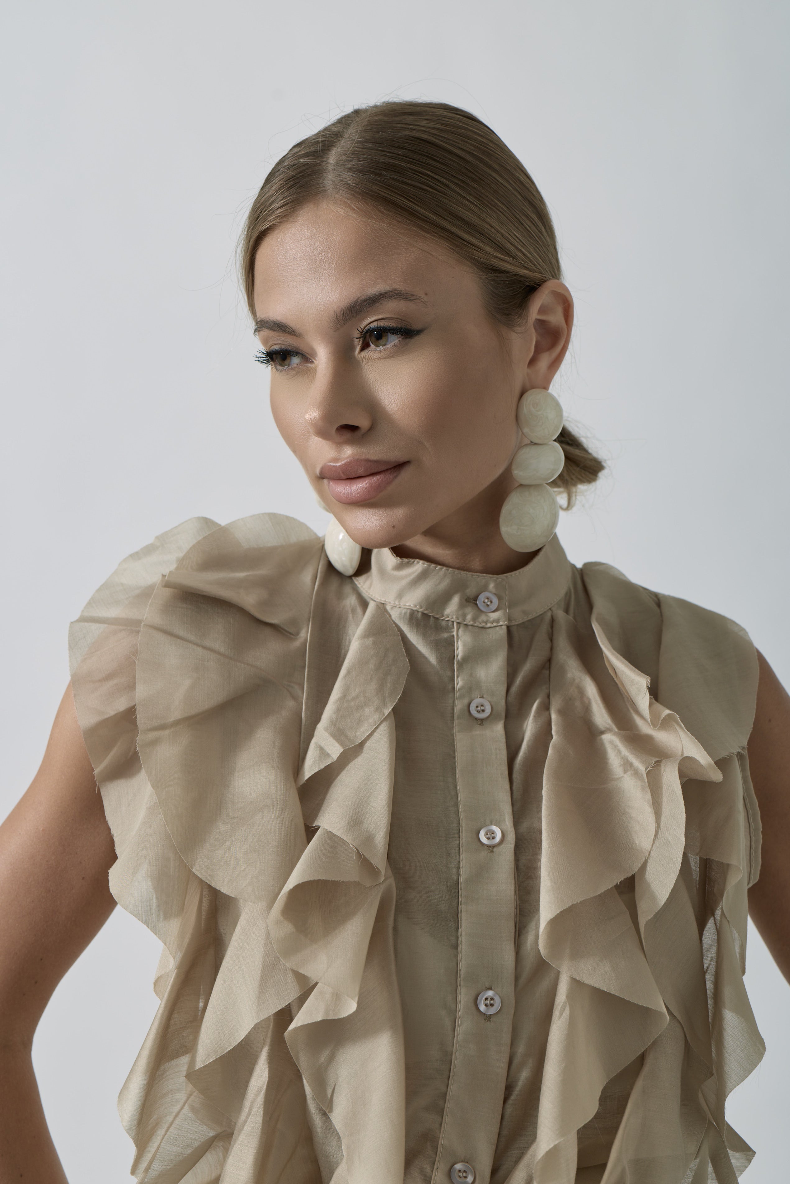Orecchini Stone Tris beige chiaro|Colore:Beige chiaro