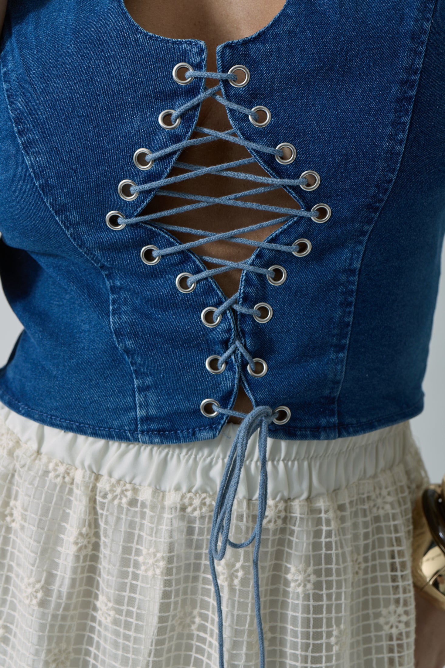 Gilet Corsetto denim|Colore:Denim