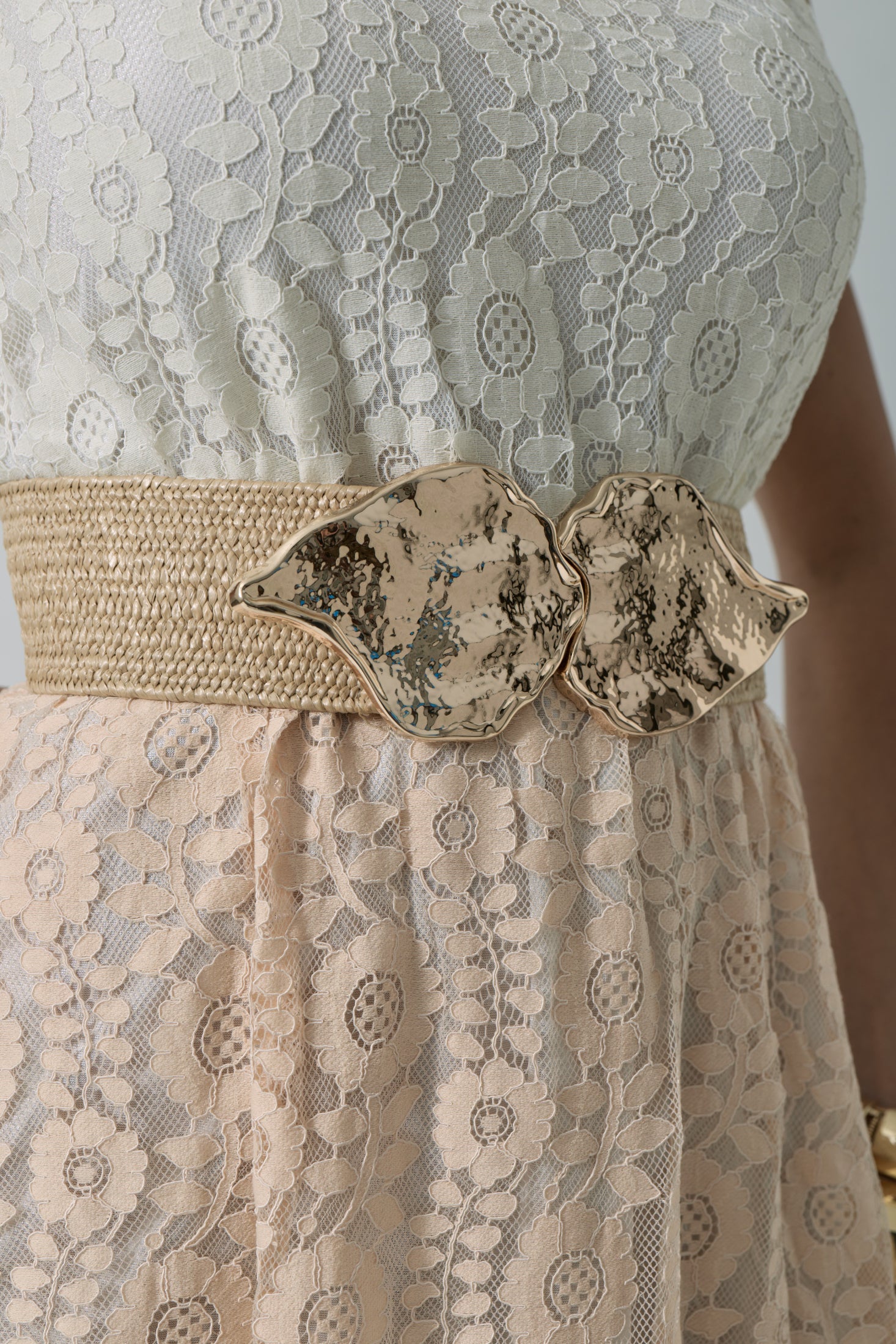 Cintura Elastica Foglie beige|Colore:Beige