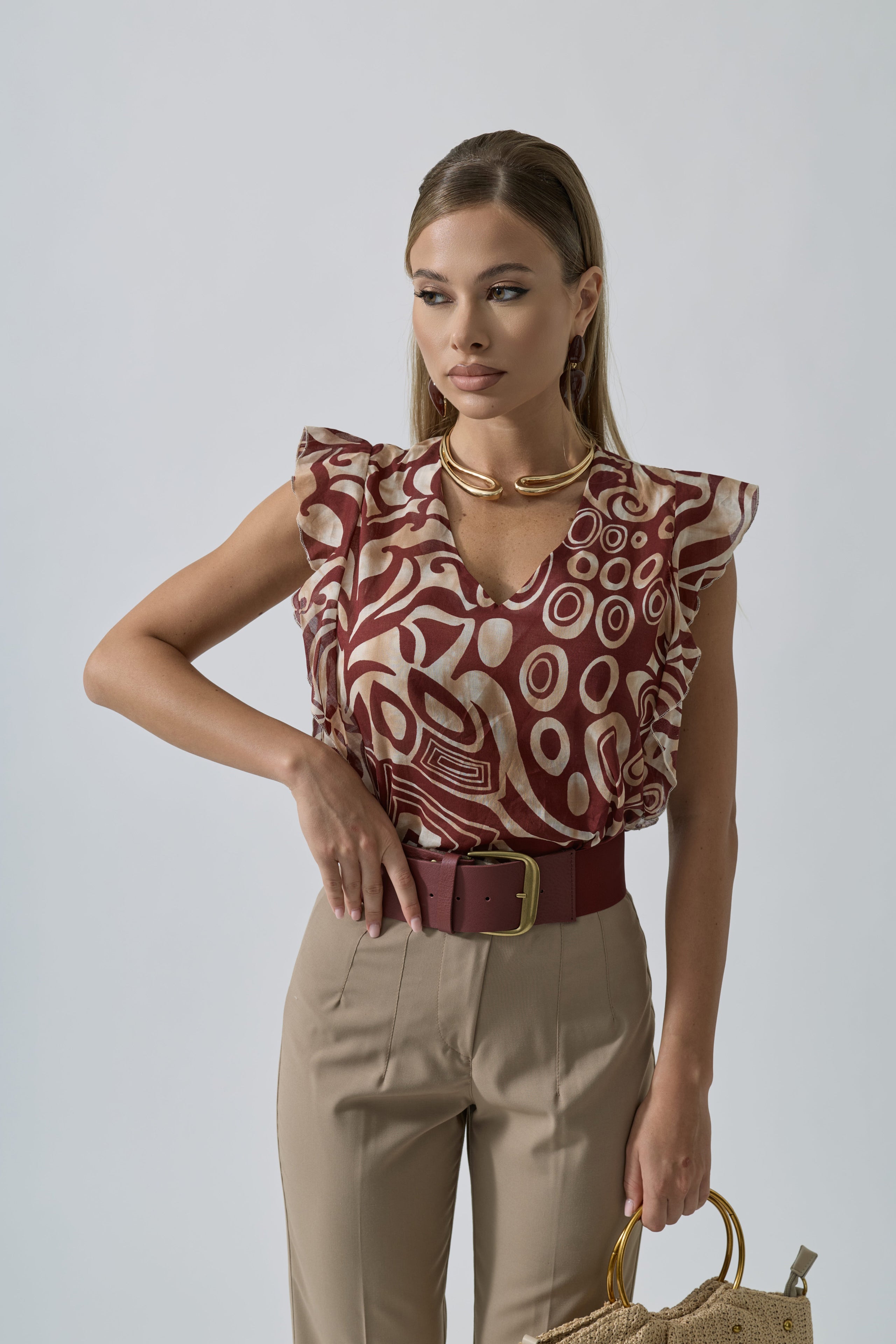 Blusa Rouches Masai bordeaux|Colore:Bordeaux