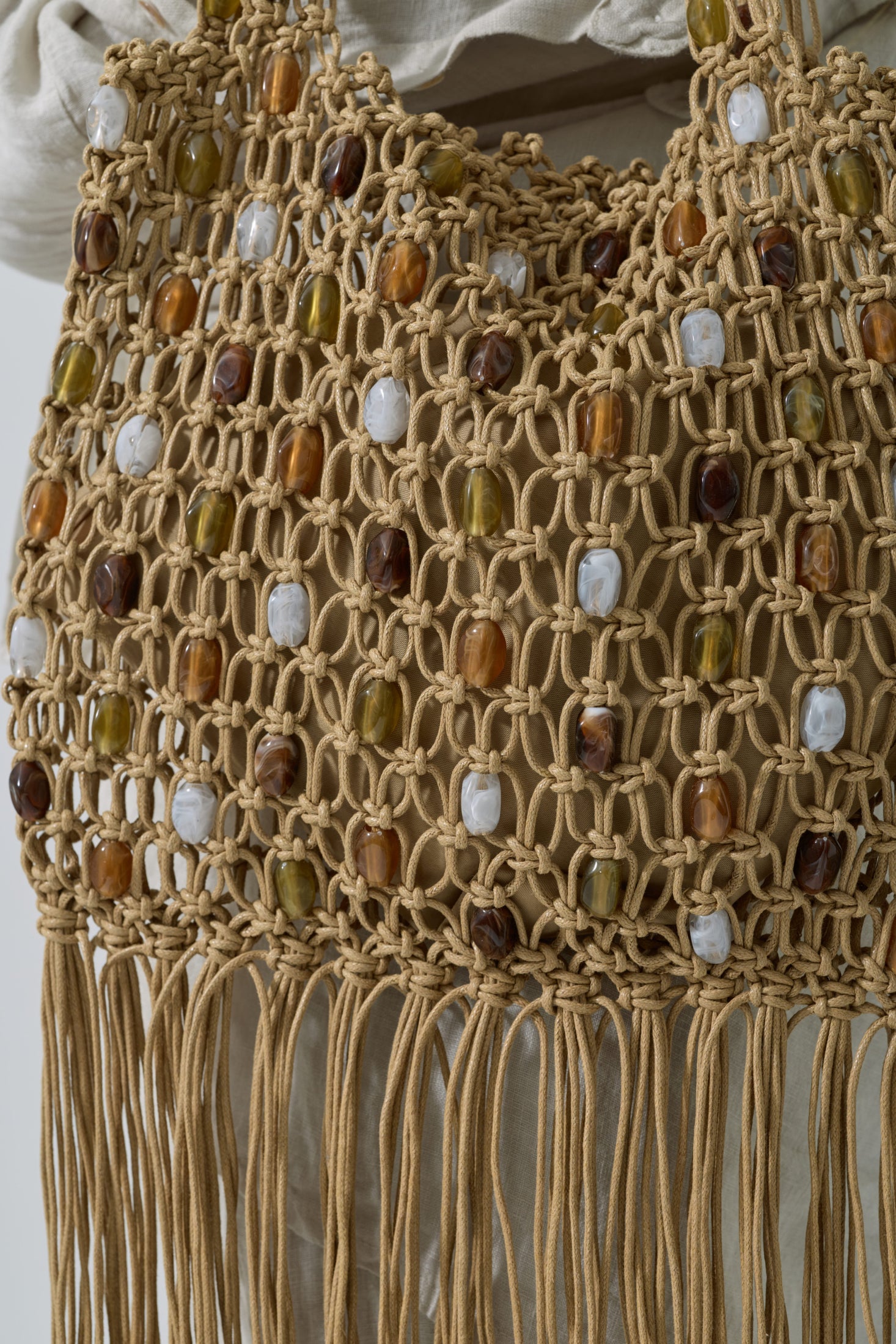 Borsa Crochet Pietre beige|Colore:Beige