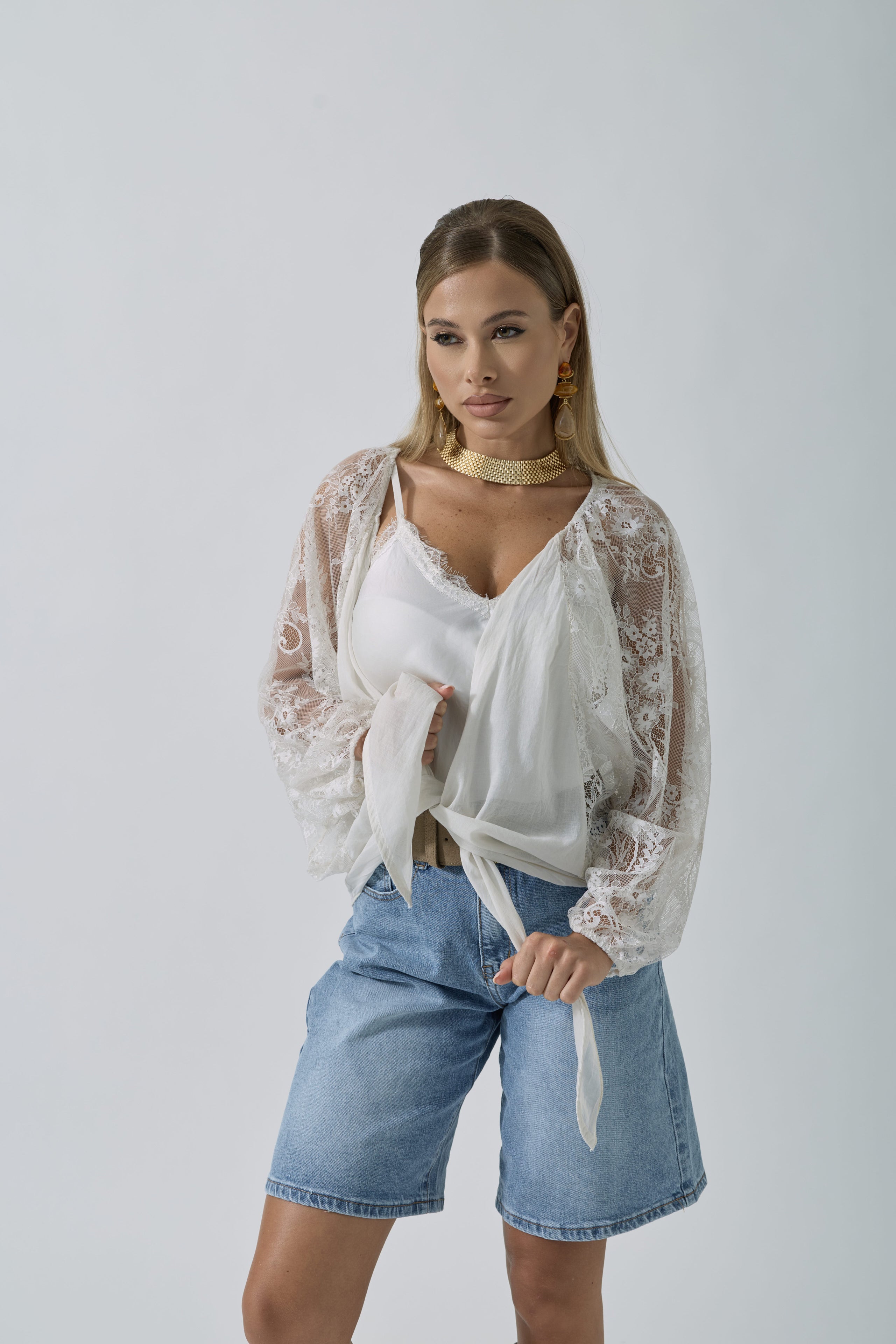 Coprispalle Pizzo Karen bianco|Colore:Bianco