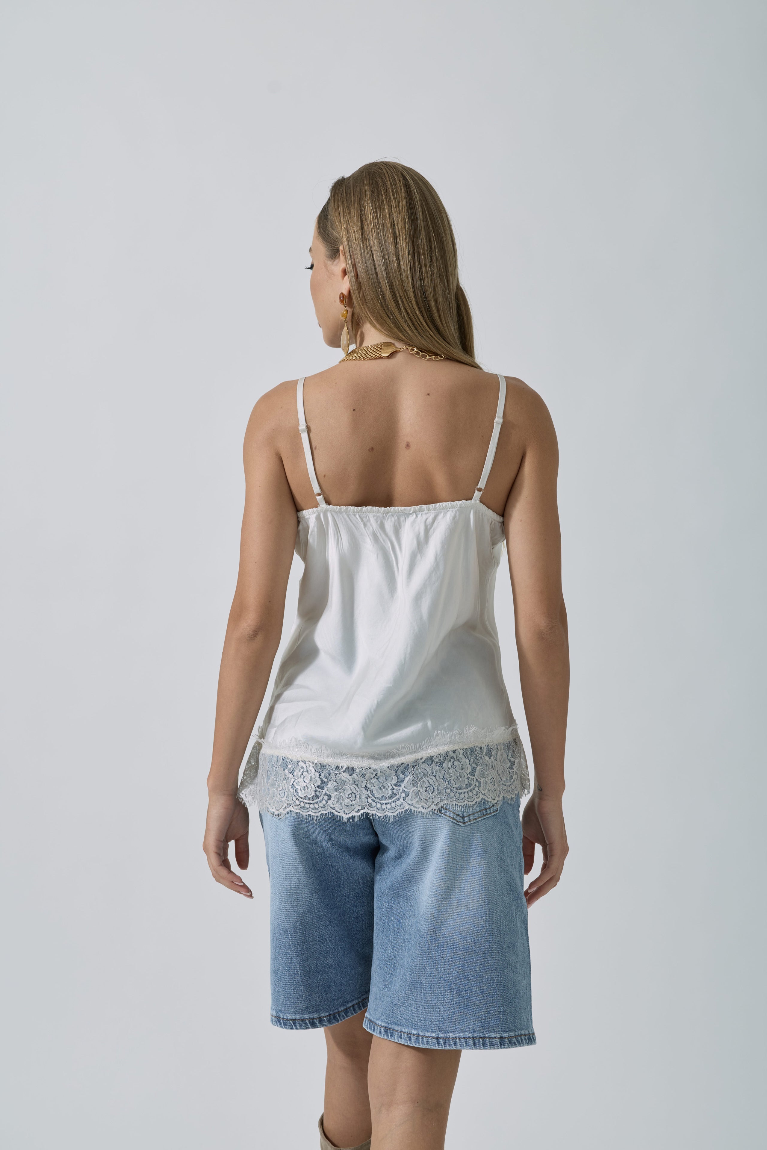 Canotta Pizzo Karen bianco|Colore:Bianco