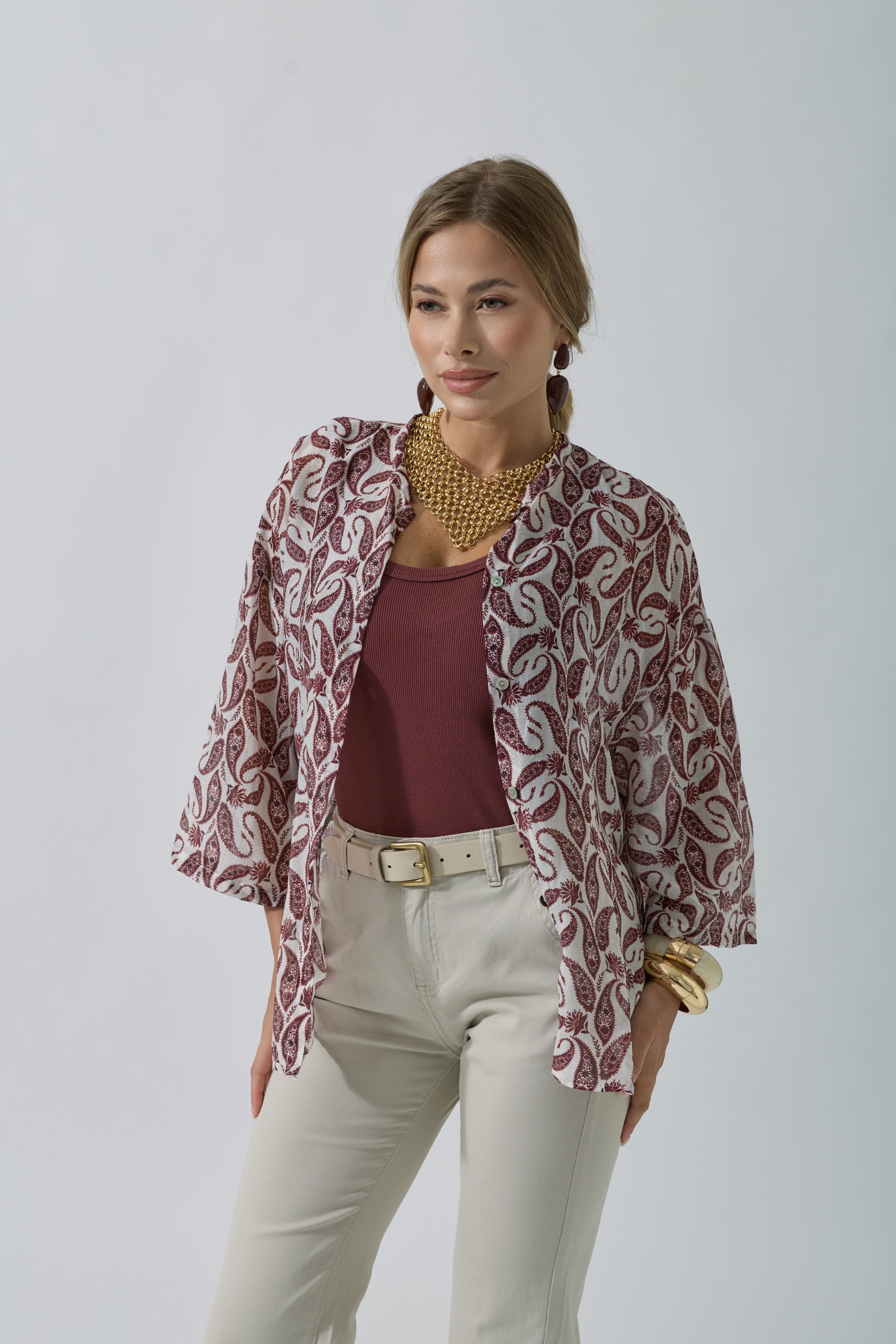 Camicia Fantasia Cashmere bordeaux|Colore:Bordeaux