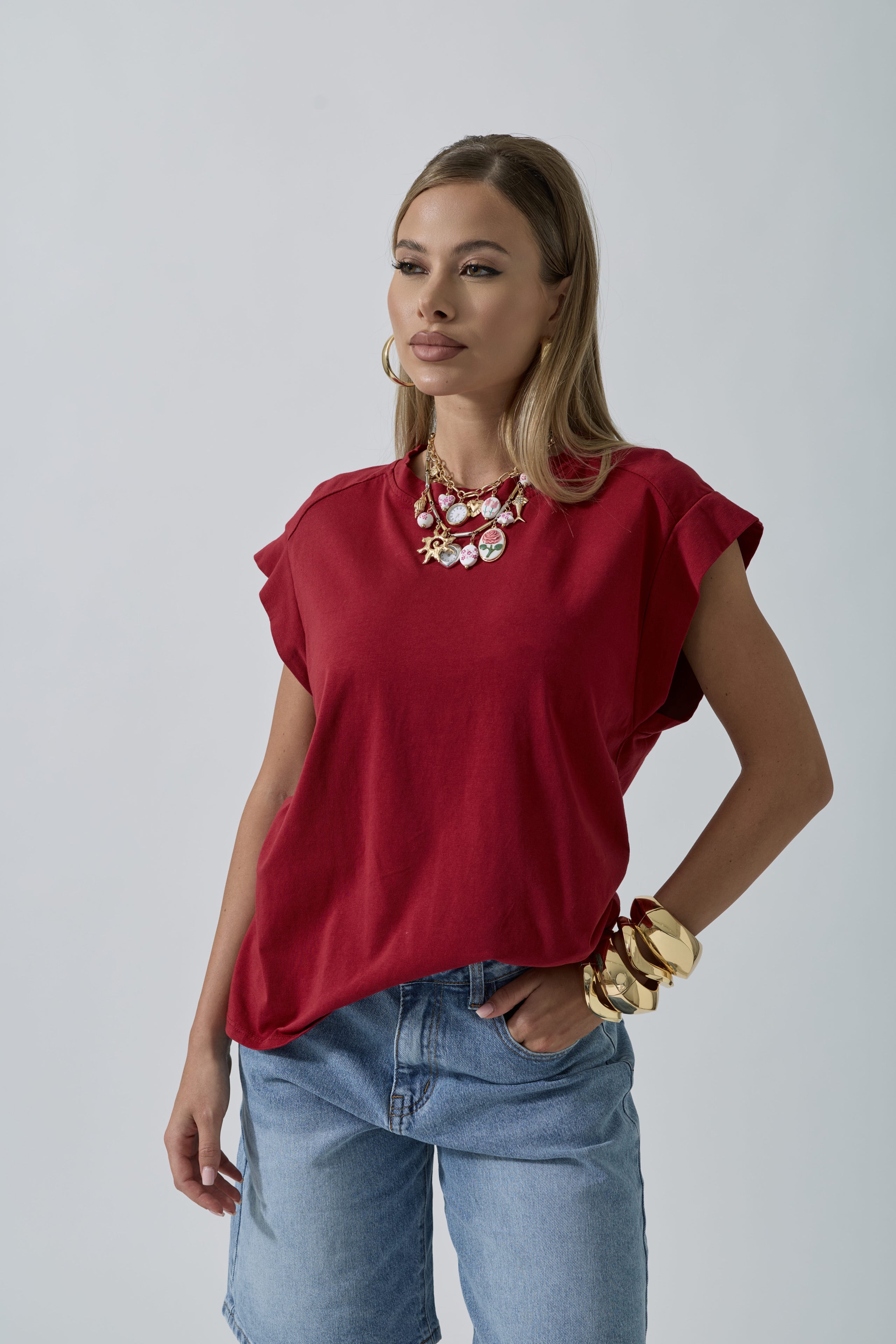 T-Shirt Ines Rosso india|Colore:Rosso india