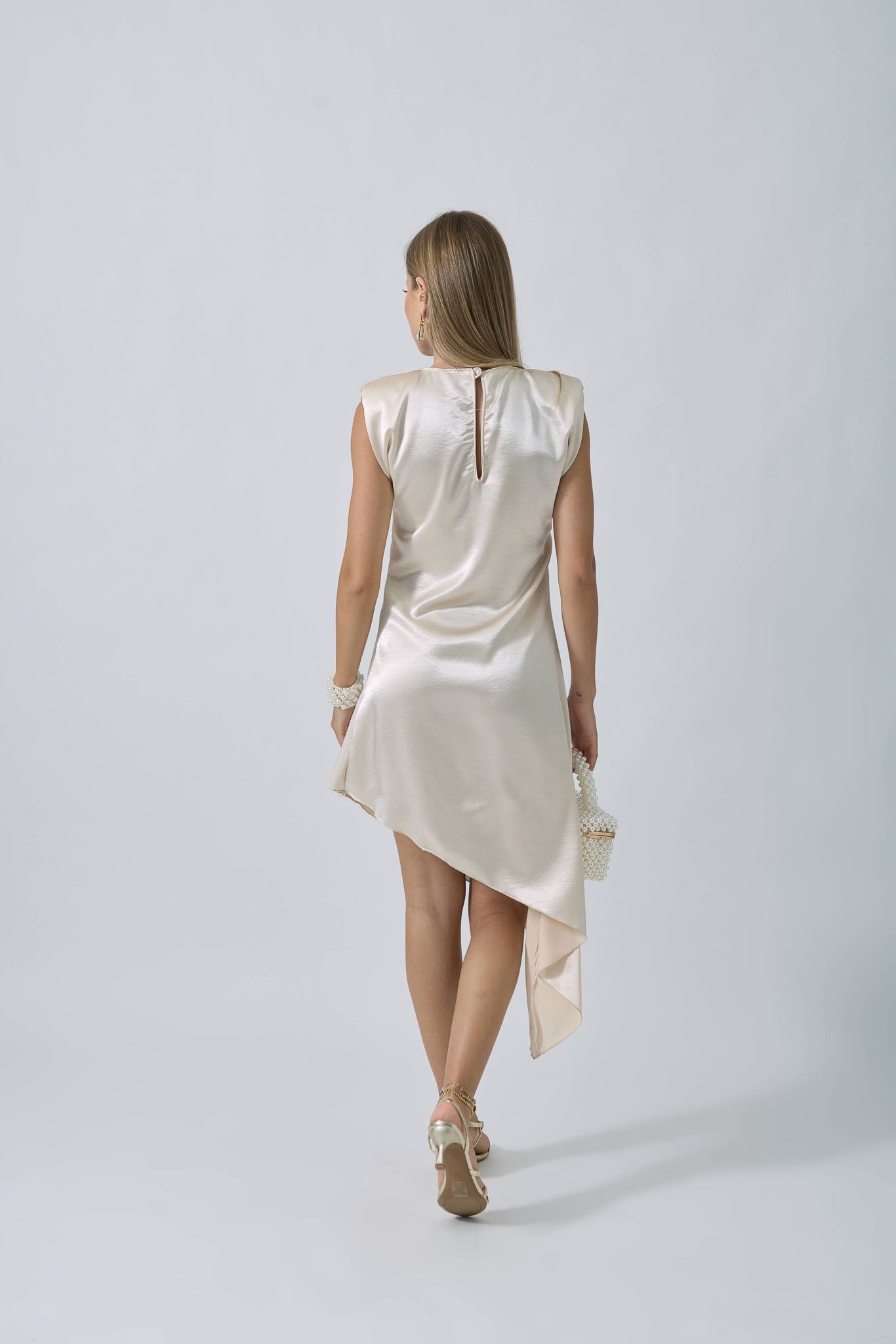 Abito Asimmetrico Con Spalline champagne|Colore:Champagne