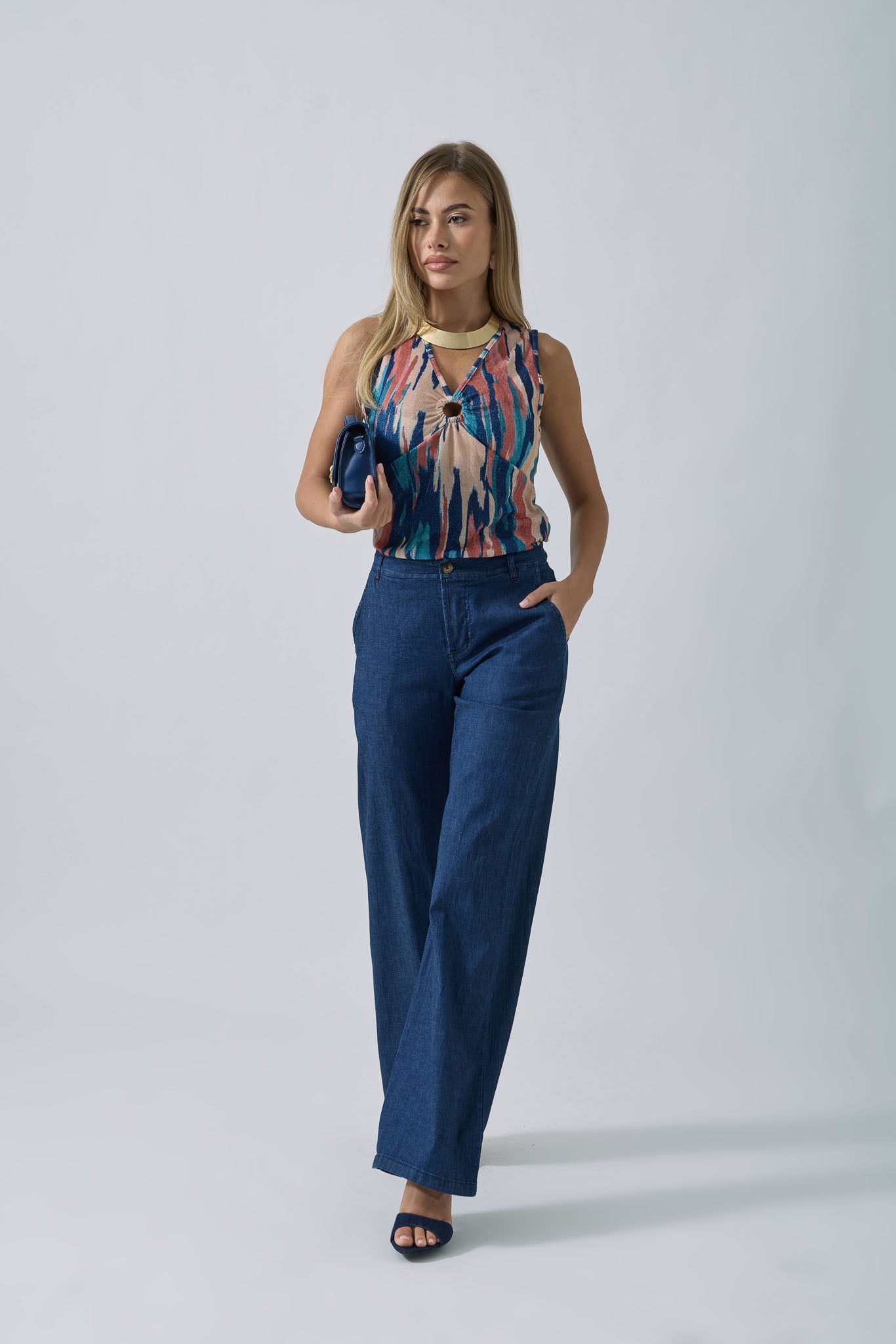Pantalone Chambray denim scuro|Colore:Denim scuro