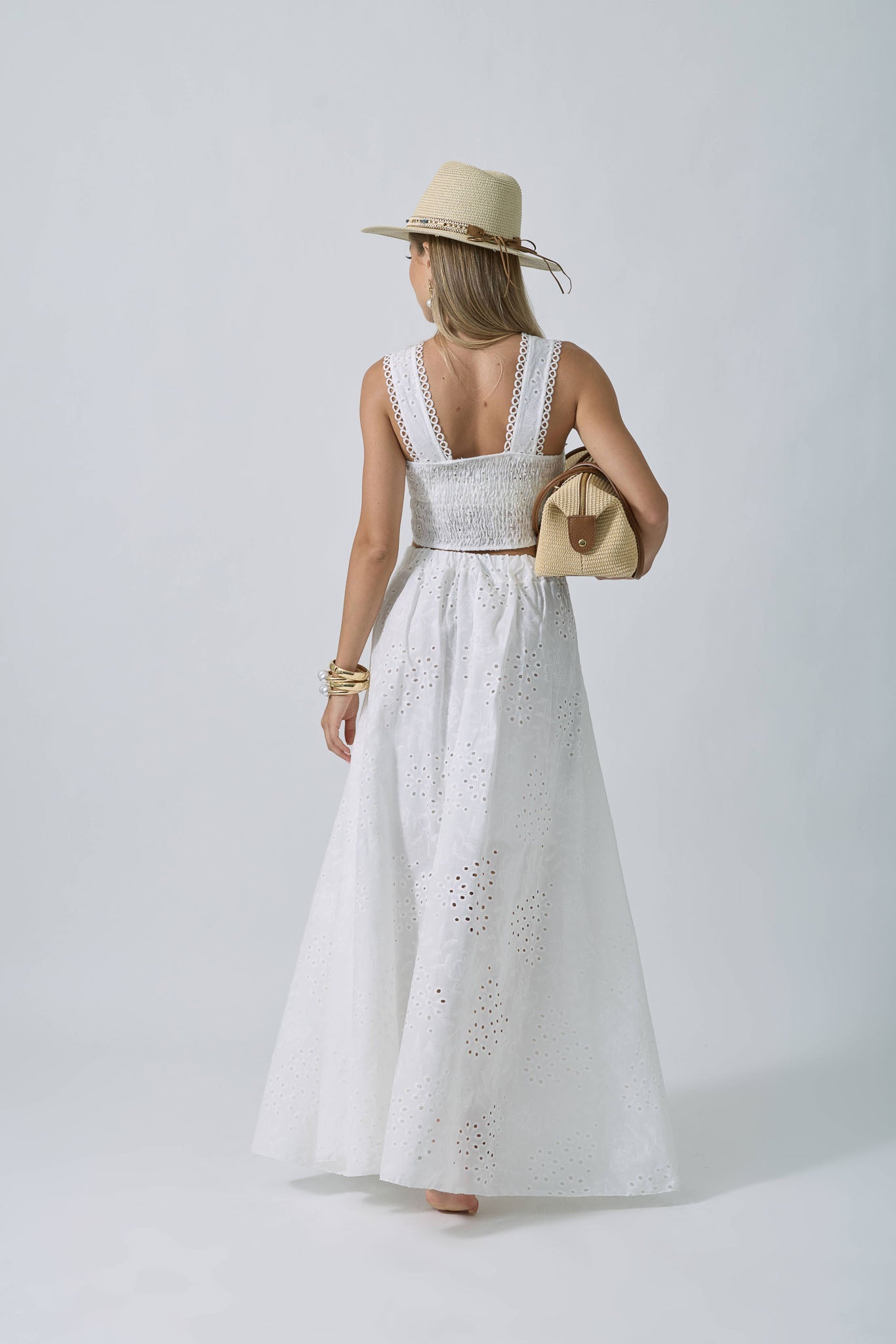 Coordinato In Pizzo Sangallo bianco|Colore:Bianco