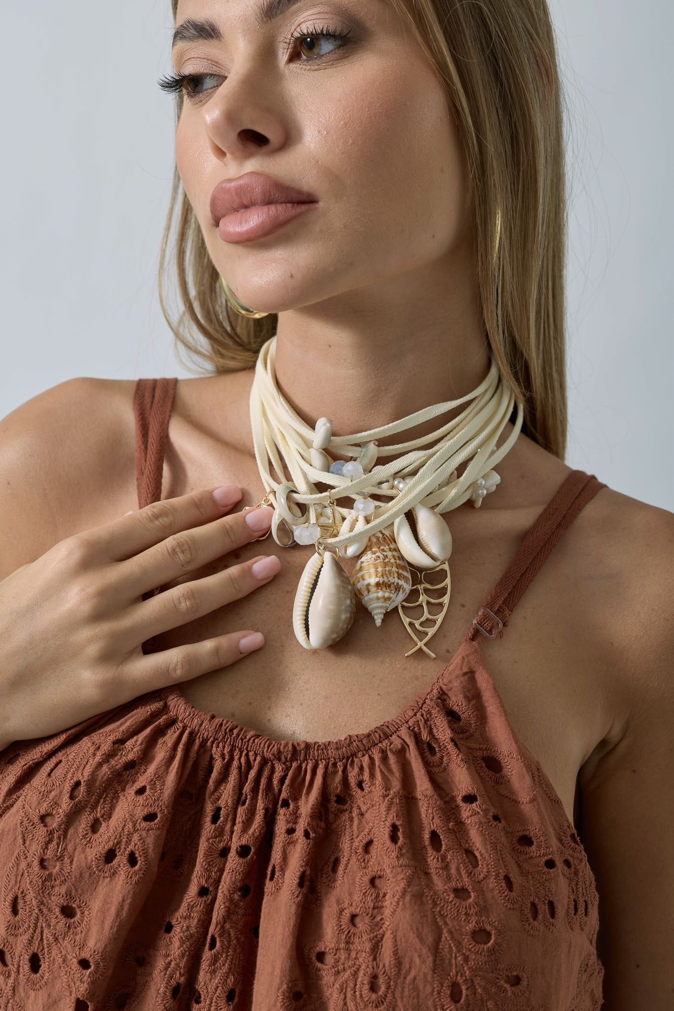 Collana Tessuto Conchiglie panna|Colore:Panna