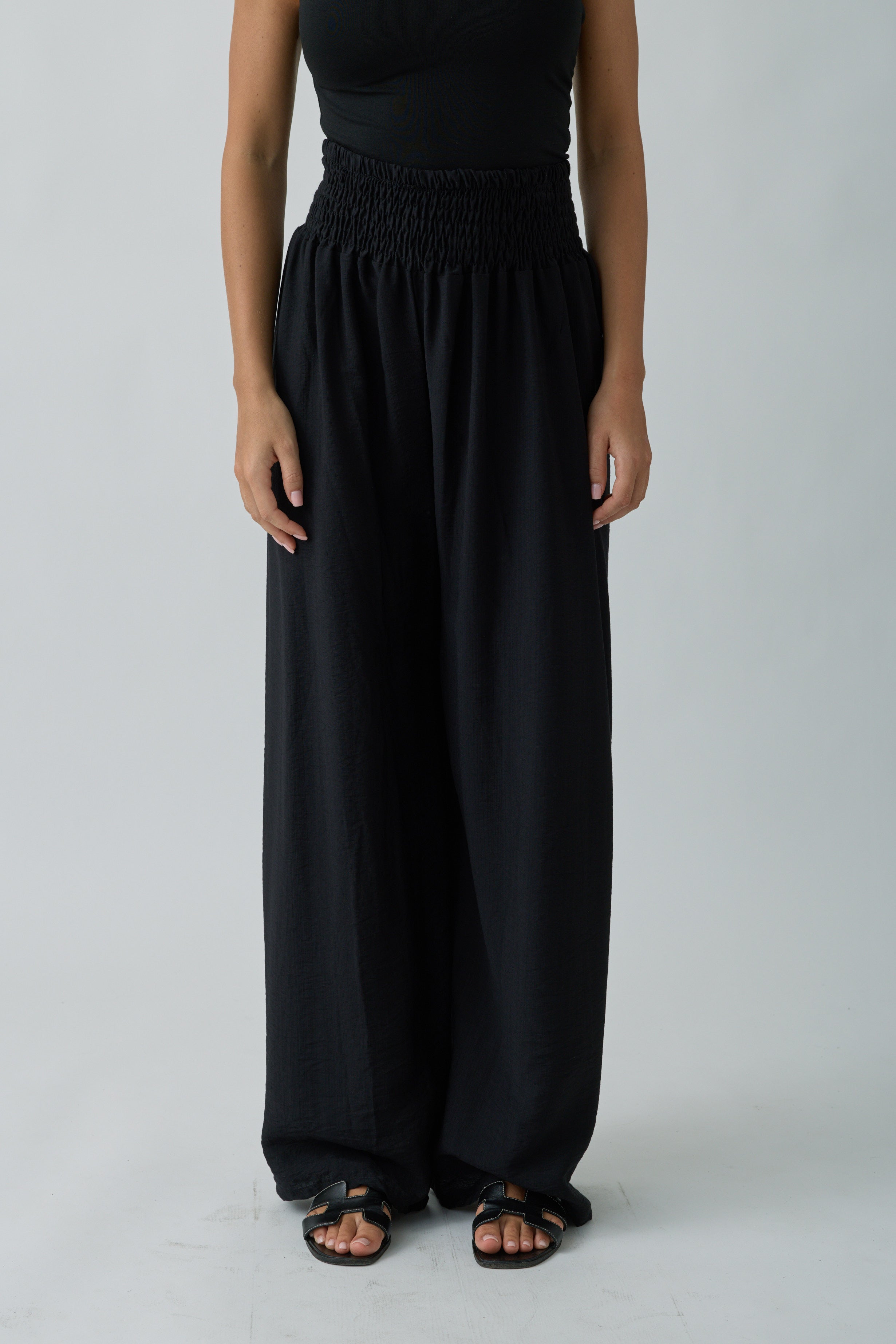 Pantalone Palazzo Con Molla nero|Colore:Nero