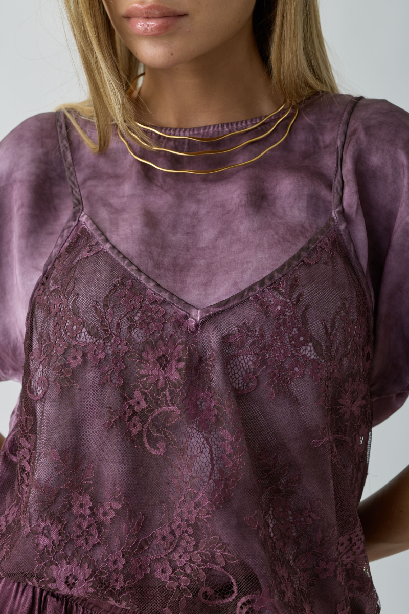 Blusa Combinata malva|Colore:Malva