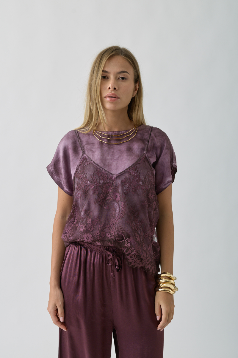 Blusa Combinata malva|Colore:Malva