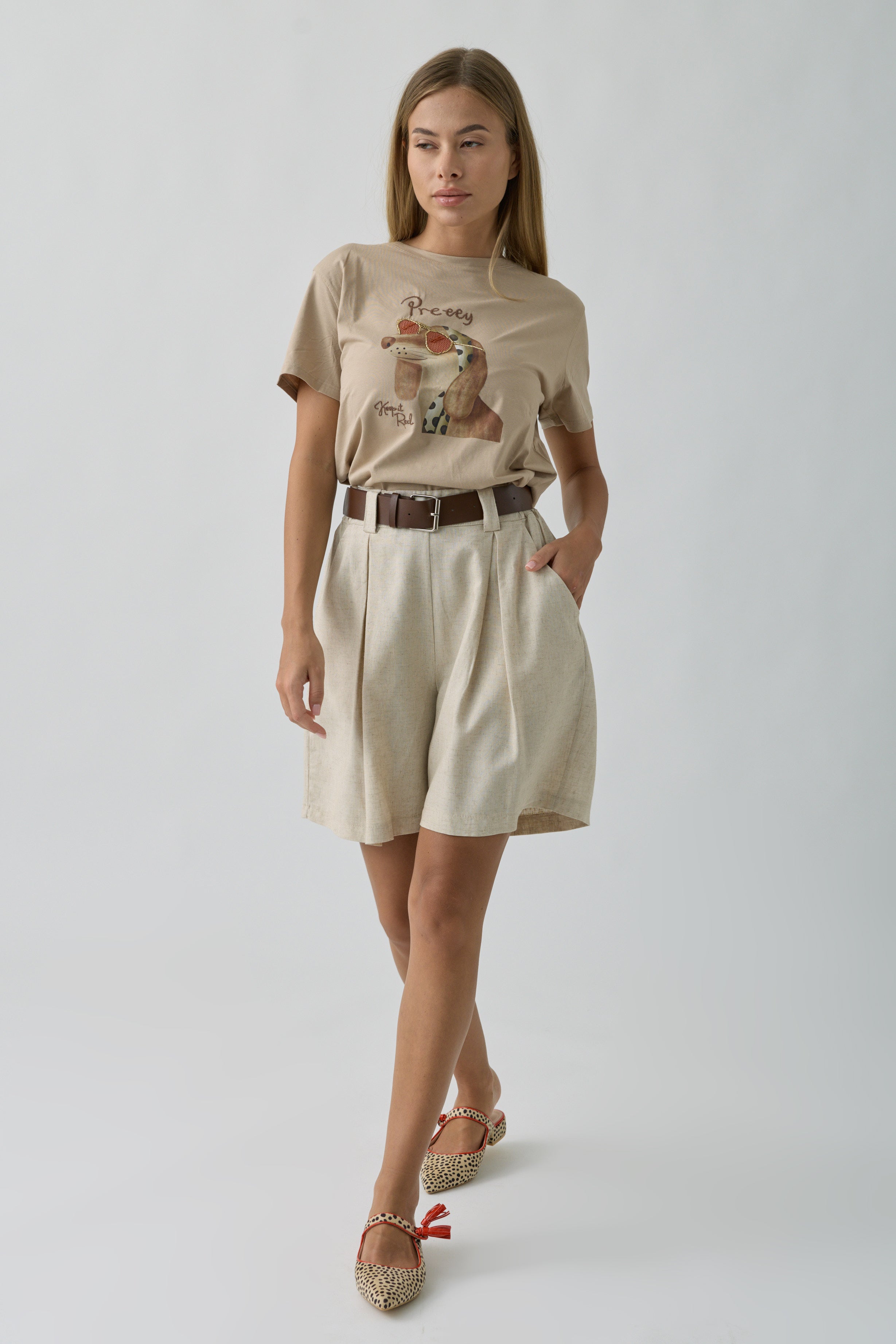 Coordinato Imma Con Shorts beige|Colore:Beige