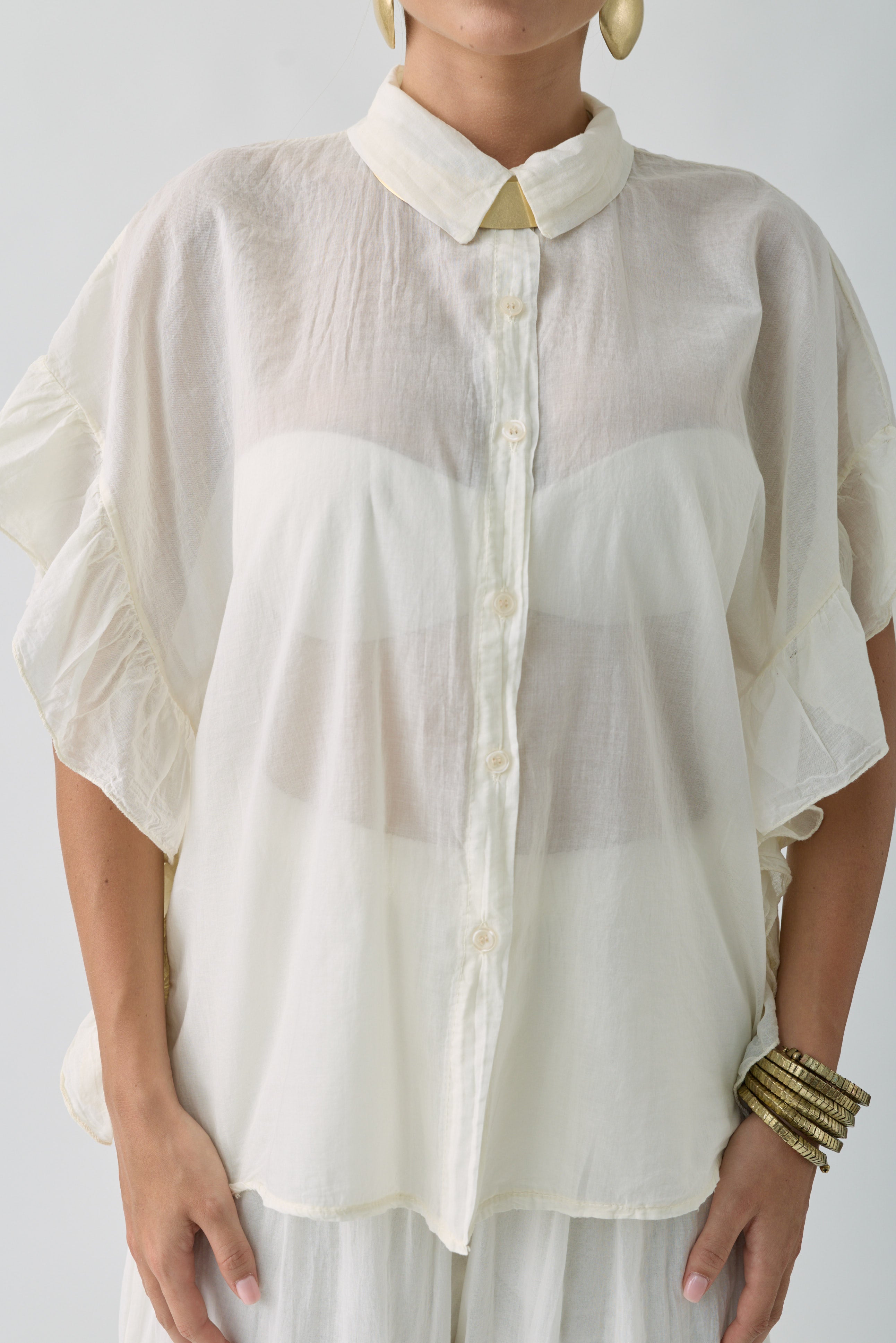 Camicia Volant burro|Colore:Burro