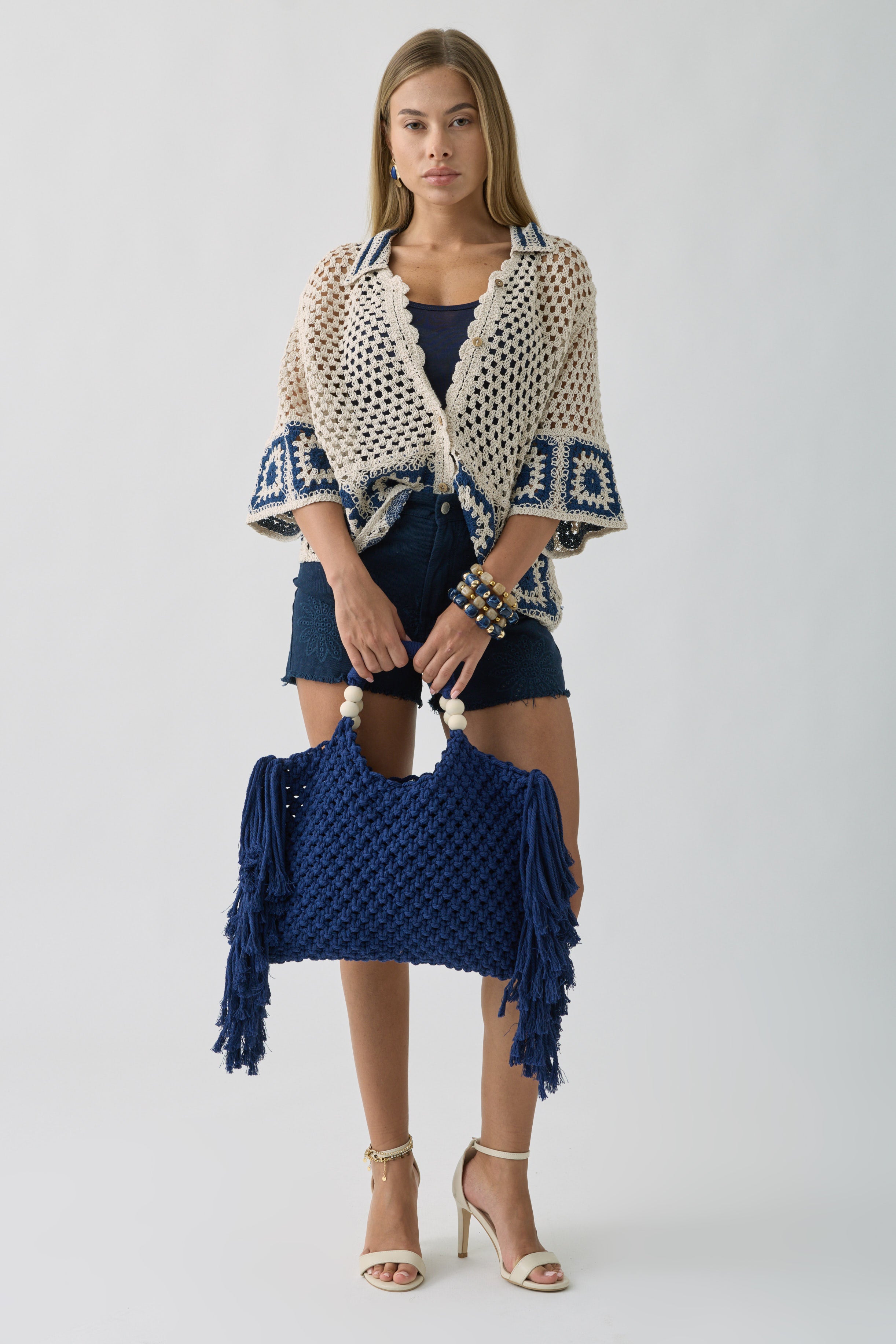 Shorts Con Ricamo Blu|Colore:Blu
