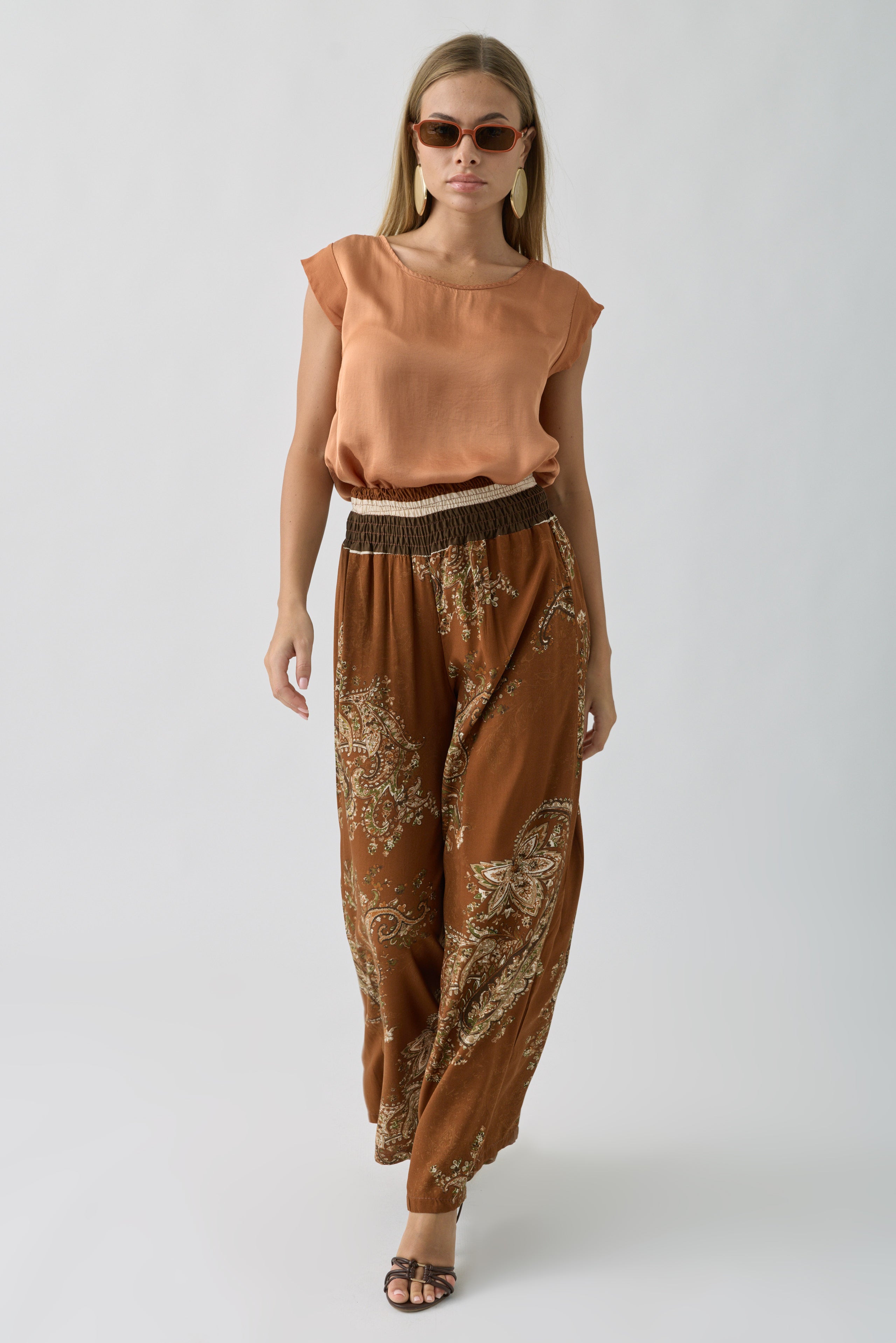 Pantalone Fantasia Cashmere Coccio|Colore:Coccio
