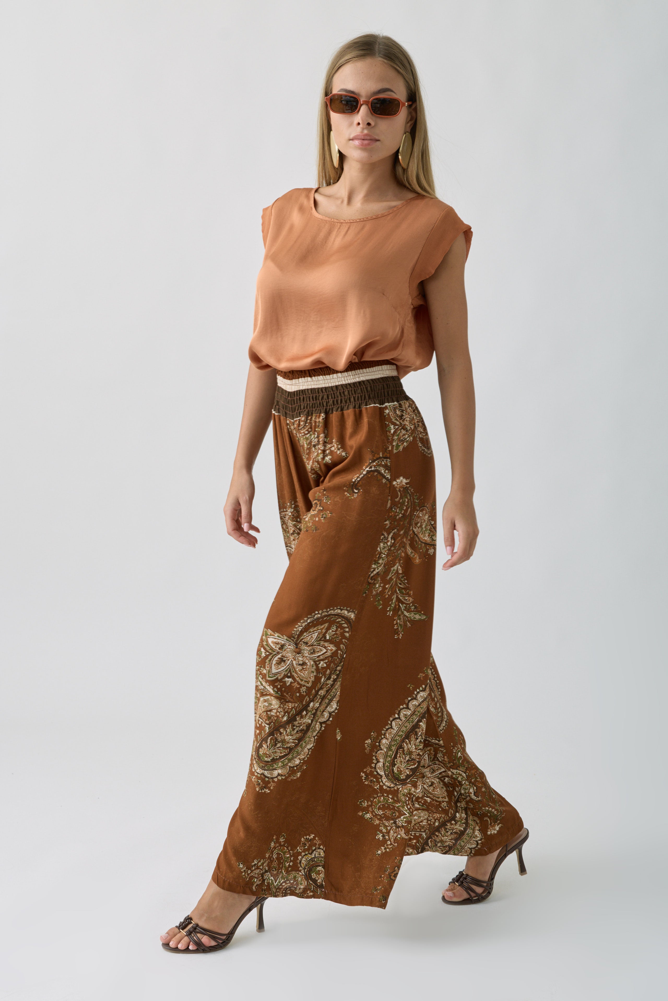 Pantalone Fantasia Cashmere Coccio|Colore:Coccio
