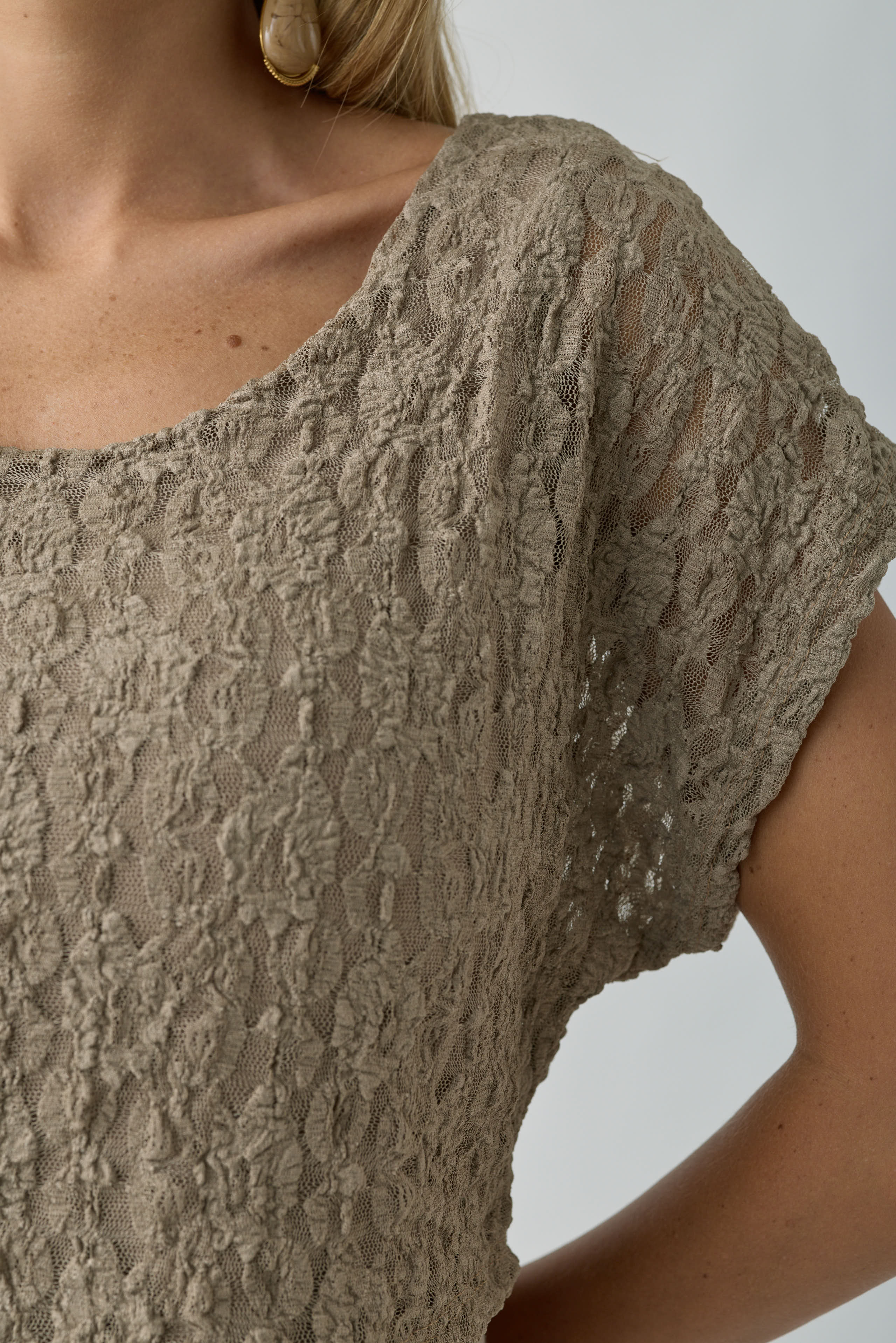 Abito Combinato Pizzo fango|Colore:Fango