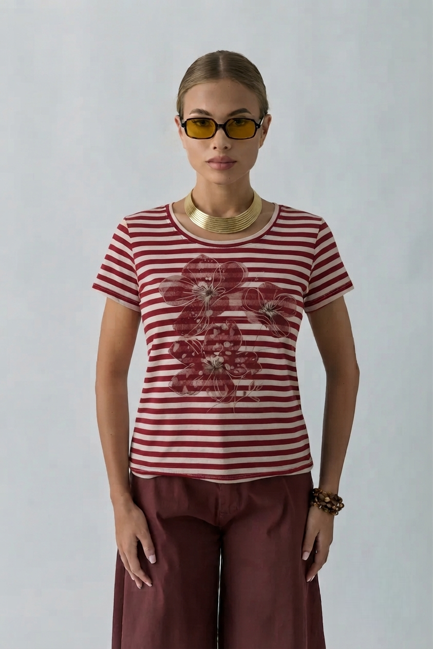 T-Shirt Romantic bordeaux|Colore:Bordeaux