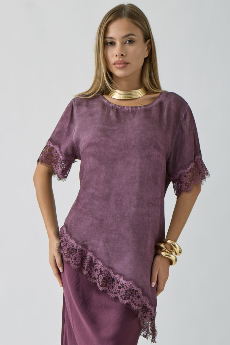 Blusa Asimmetrica malva|Colore:Malva