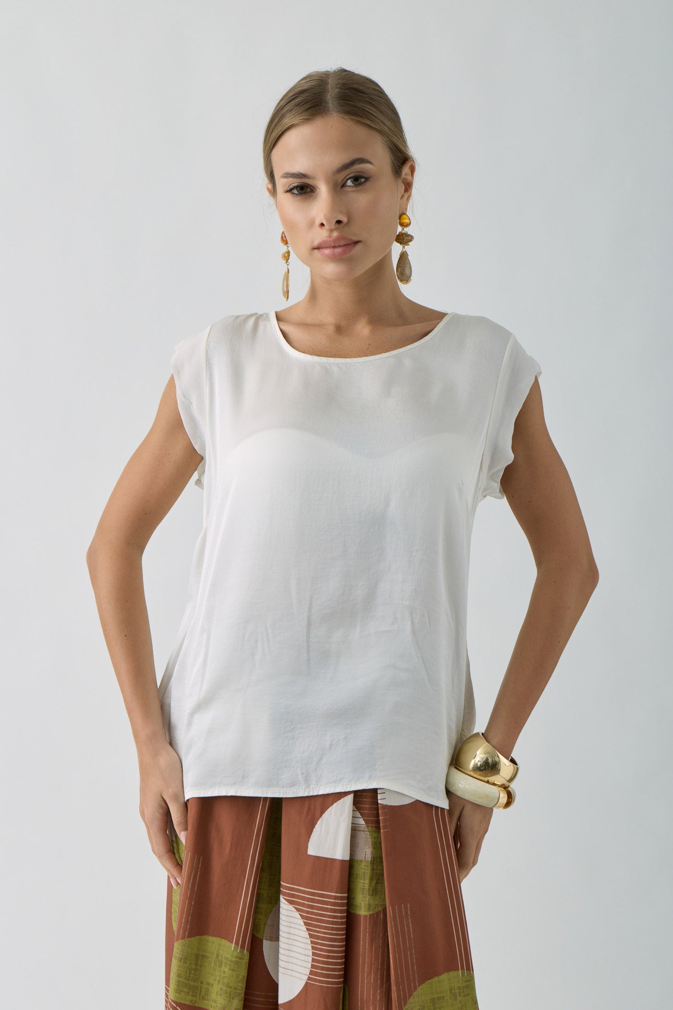 Blusa Manica Velata Bianco|Colore:Bianco