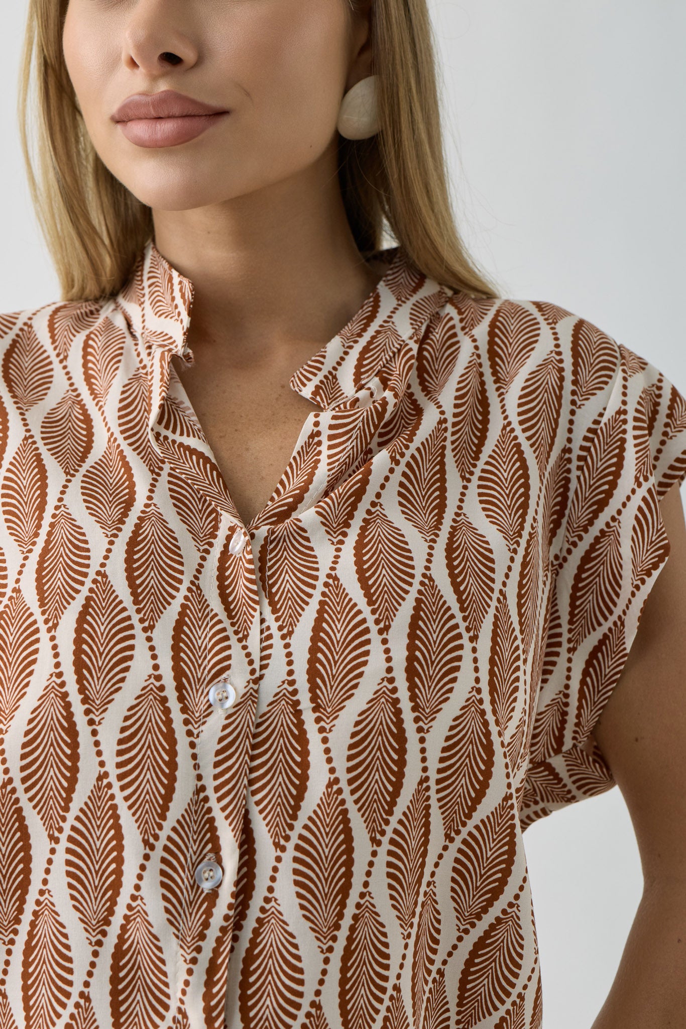 Camicia Foglie coccio|Colore:Coccio