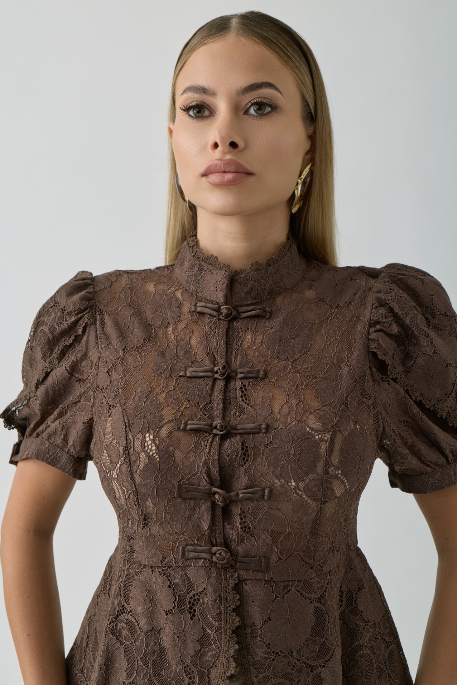 Camicia In Pizzo cacao|Colore:Cacao