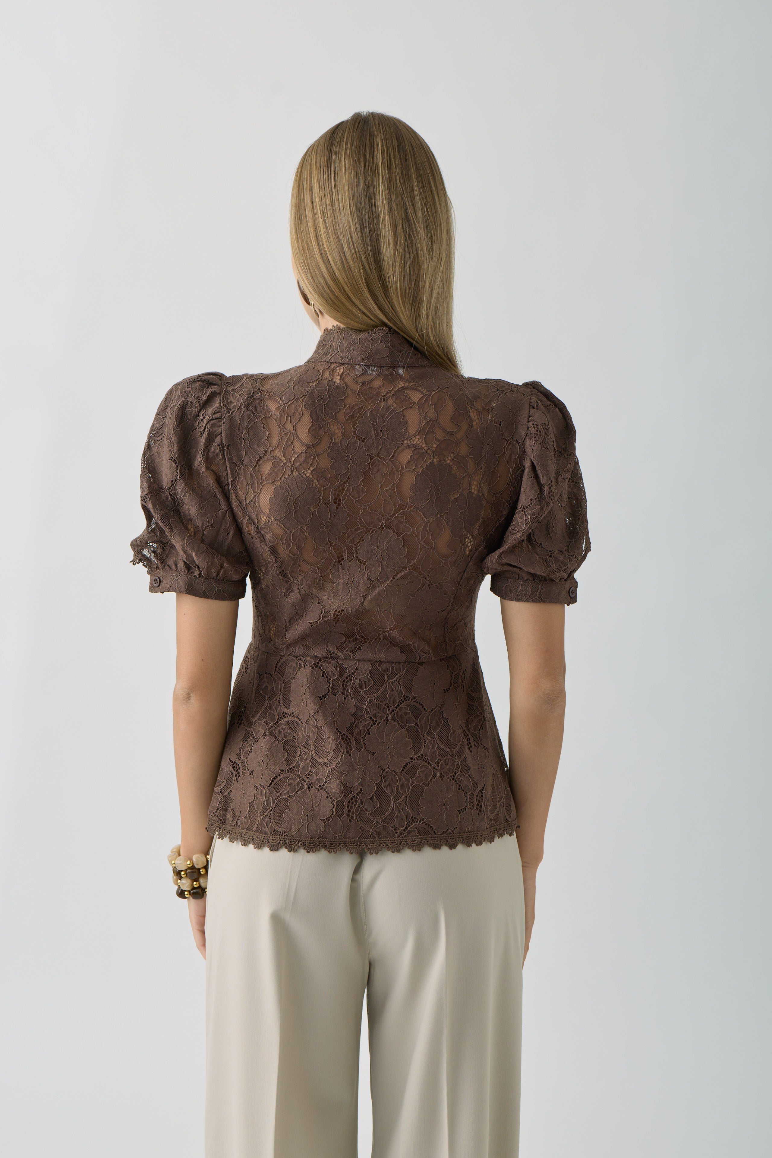 Camicia In Pizzo cacao|Colore:Cacao