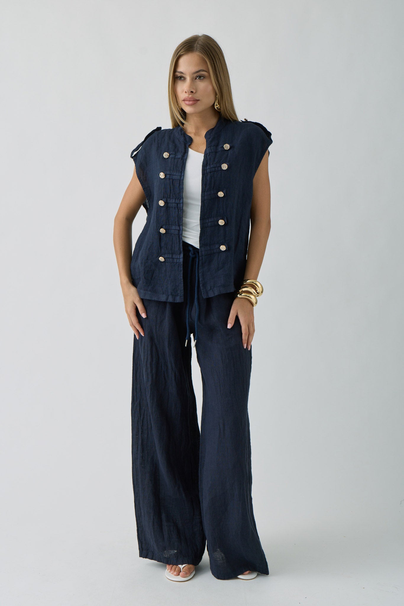 Coordinato In Lino Lucy Blu|Colore:Blu
