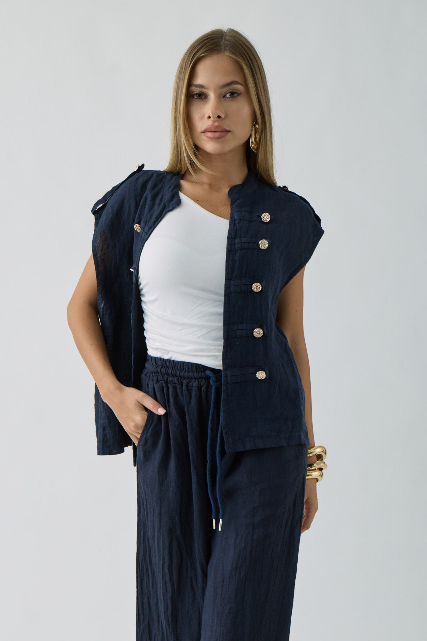 Coordinato In Lino Lucy Blu|Colore:Blu