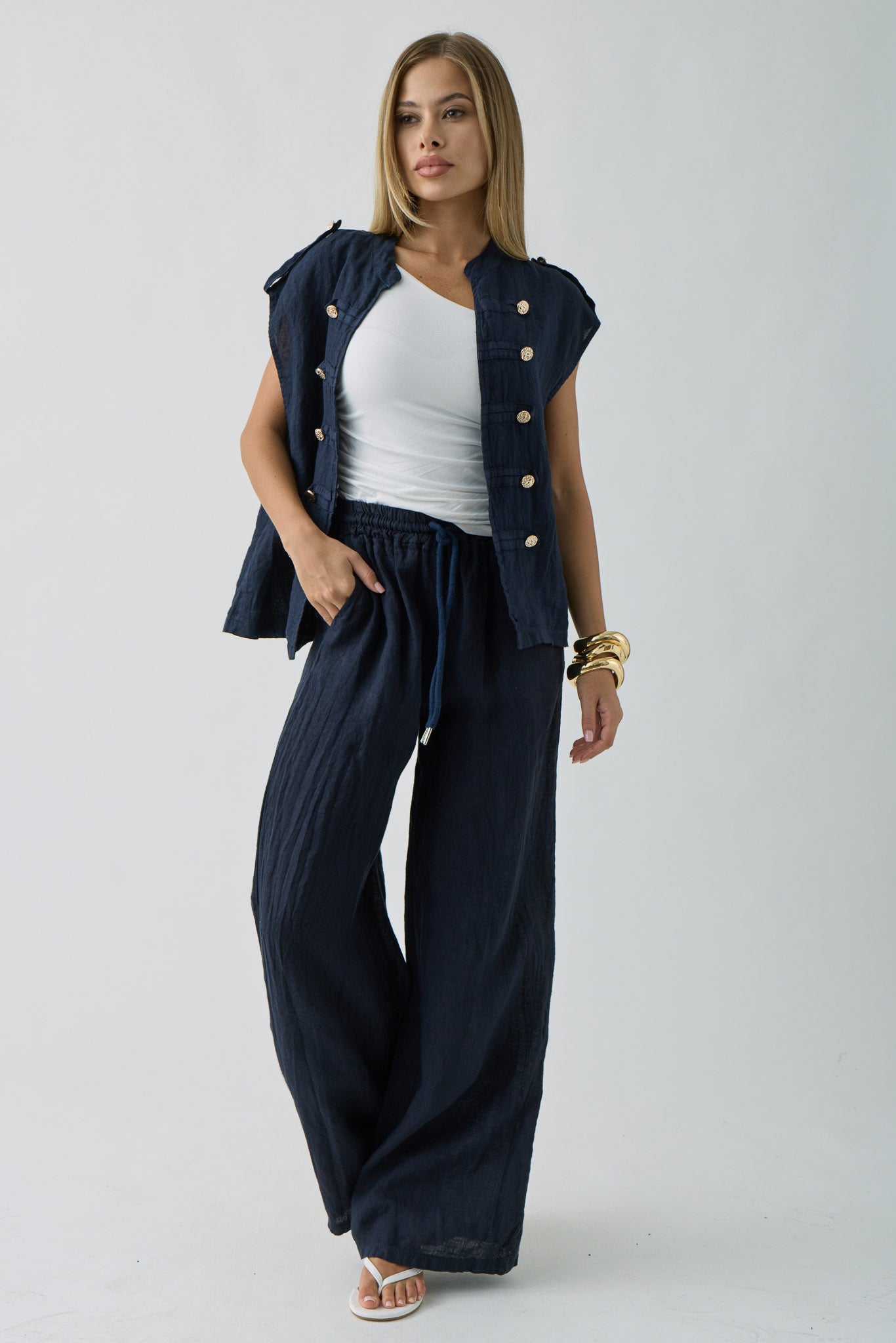 Coordinato In Lino Lucy Blu|Colore:Blu