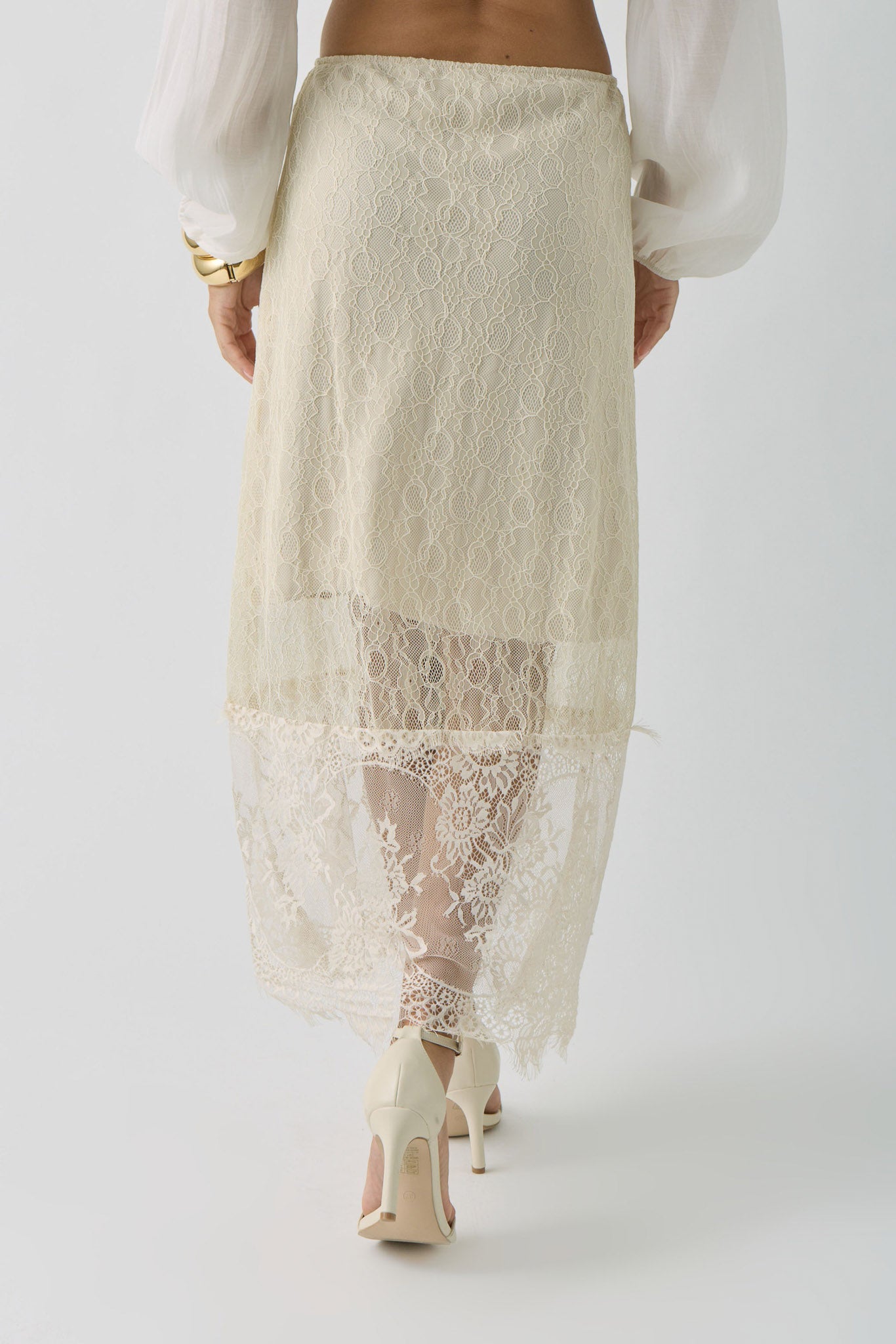 Gonna Con Pizzo beige chiaro|Colore:Beige chiaro