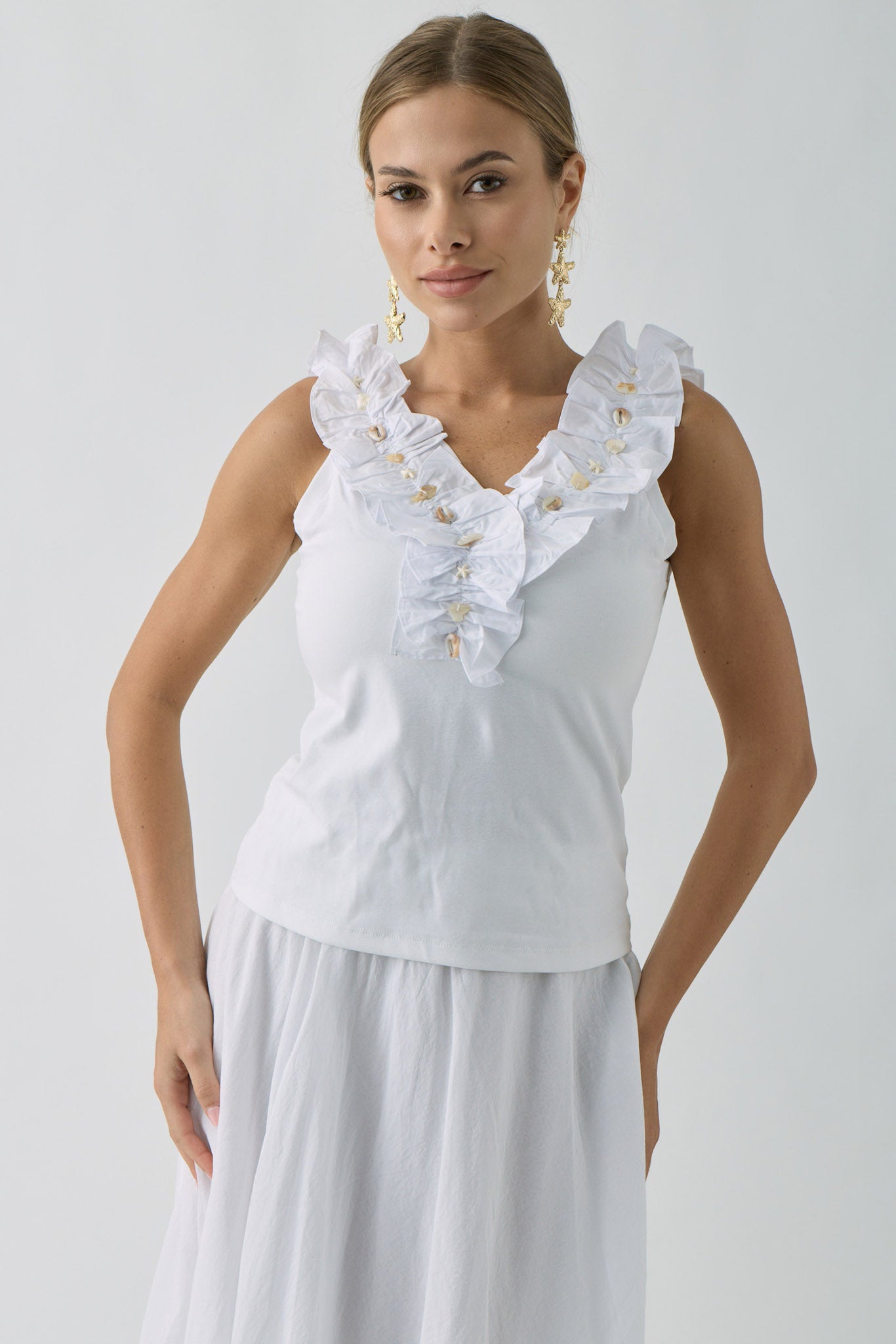 Top Conchiglie bianco|Colore:Bianco