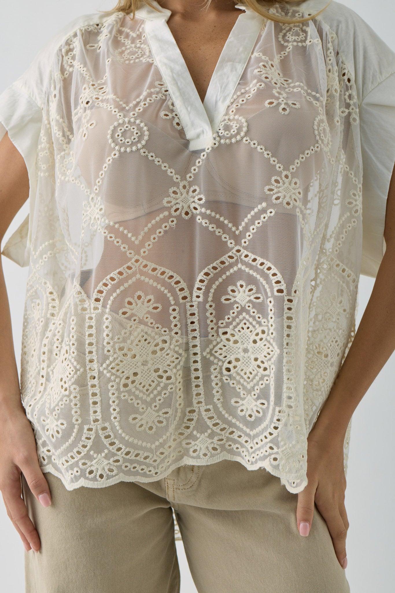 Blusa Traforata burro|Colore:Burro