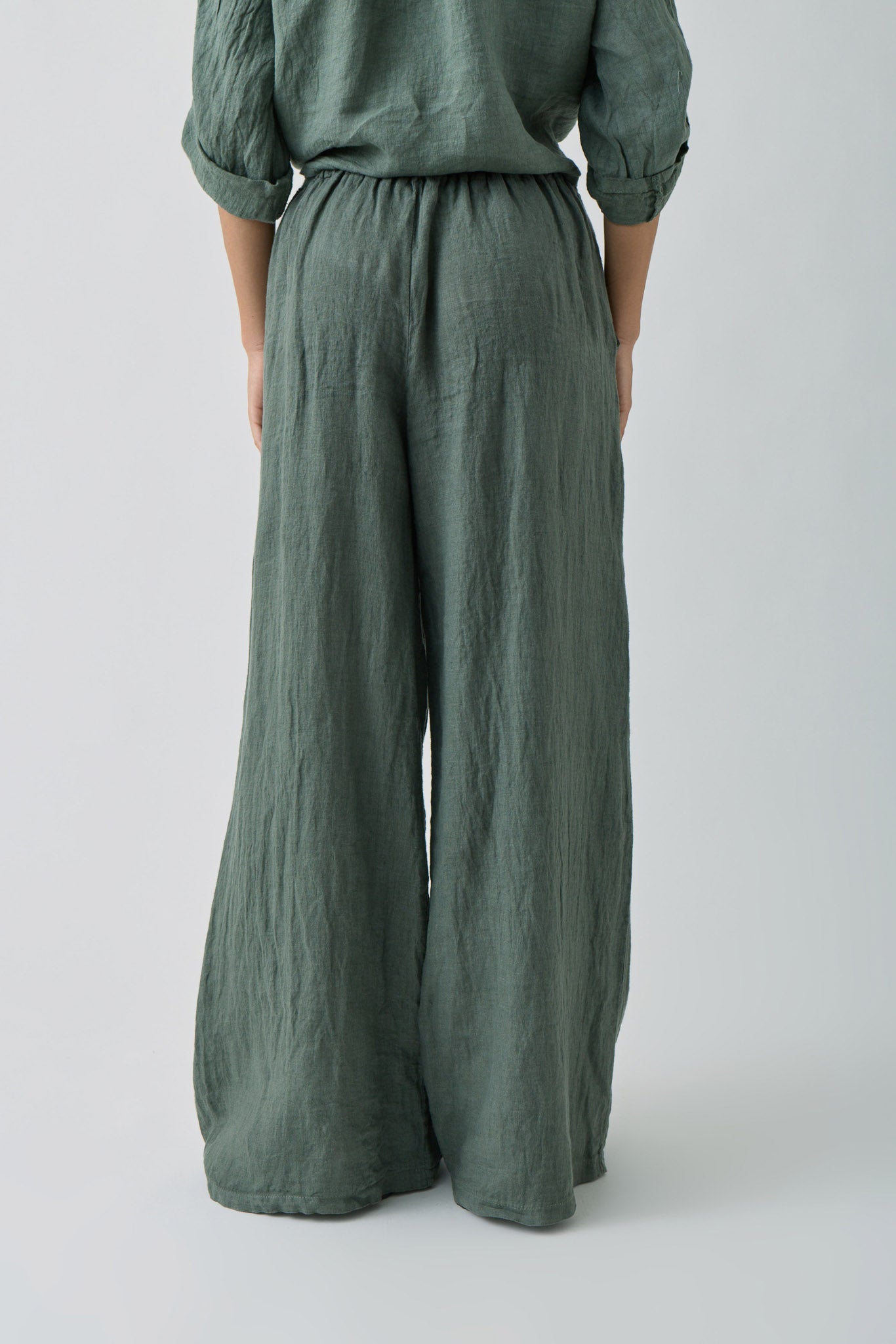 Pantalone Con Bottoni verde militare|Colore:Verde militare